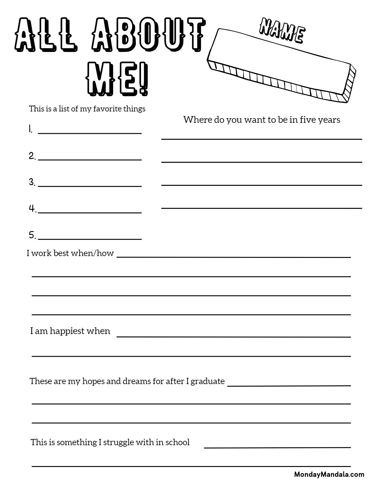 Free Printable Middle School Worksheets