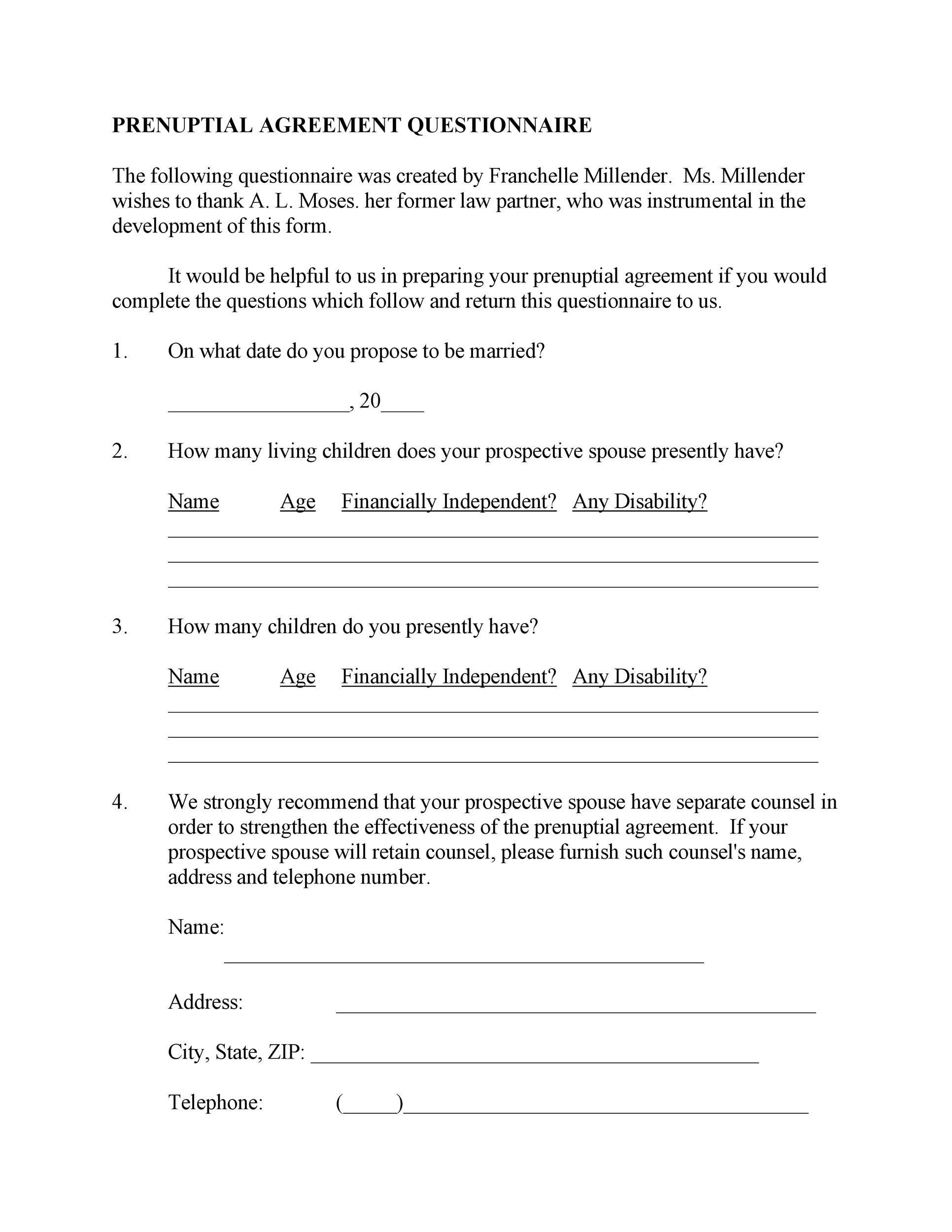 Free Printable Prenuptial Agreement Form