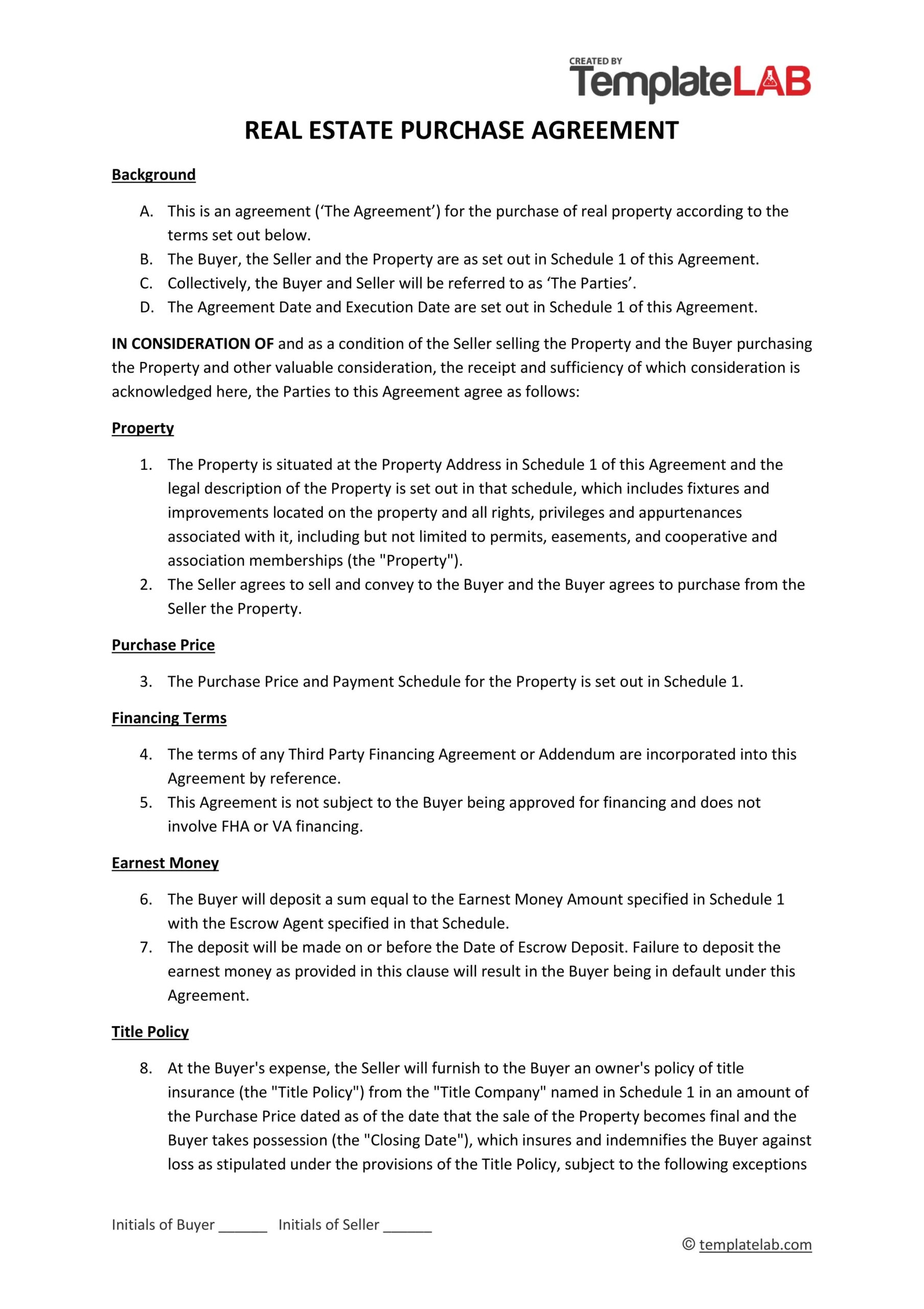 Free Printable Real Estate Contracts