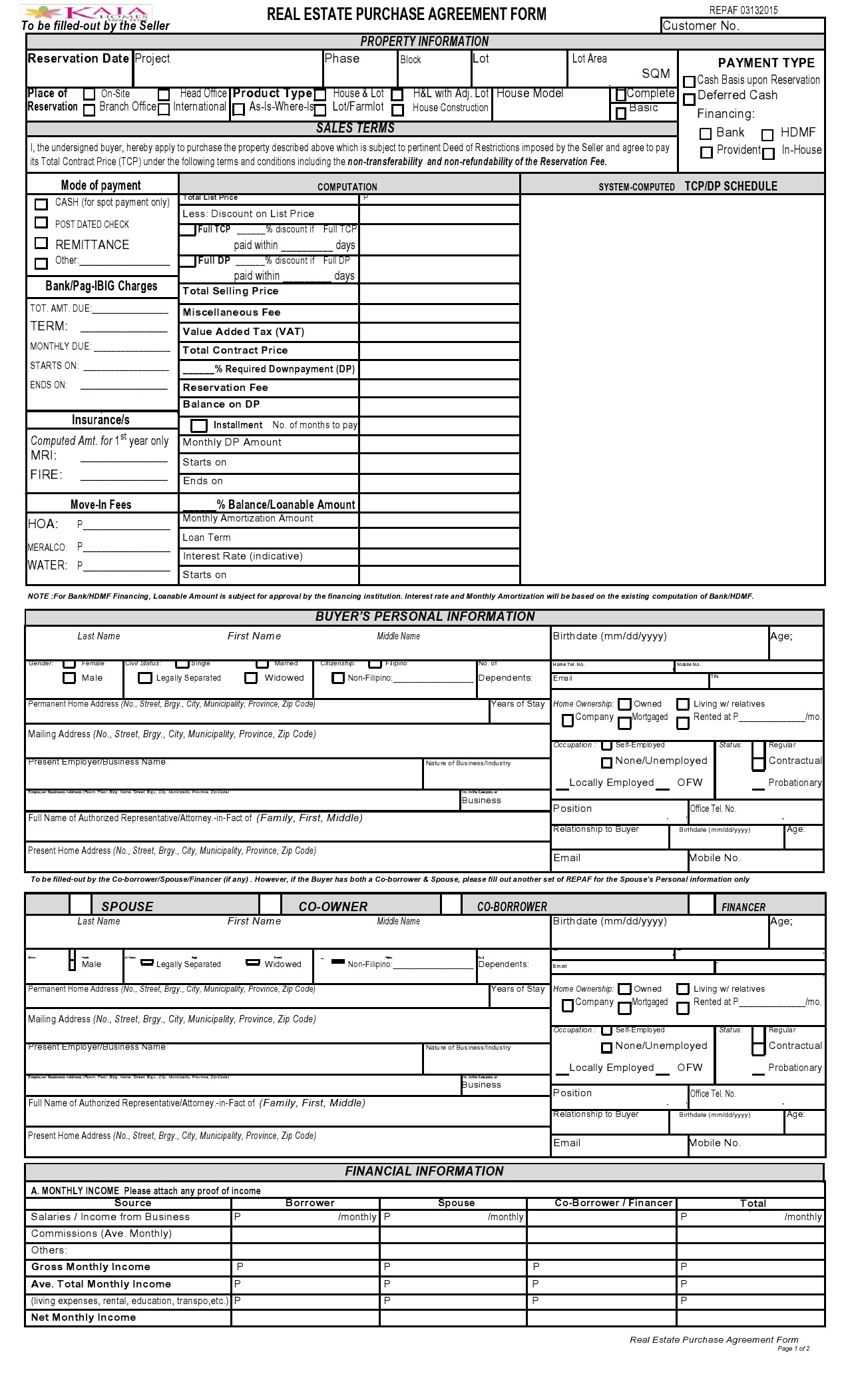 Free Printable Real Estate Forms
