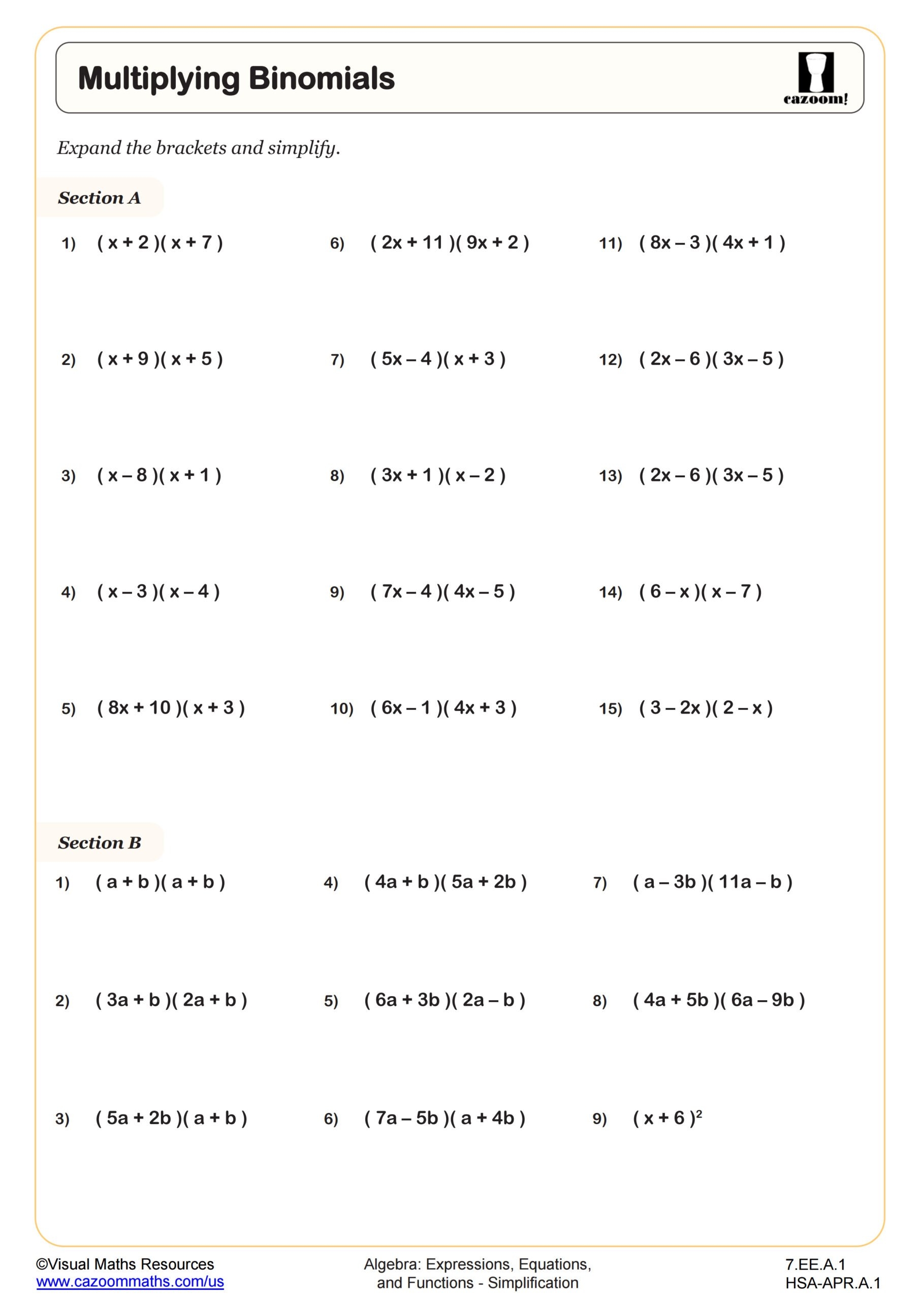 Free Printable 7th Grade Math Worksheets
