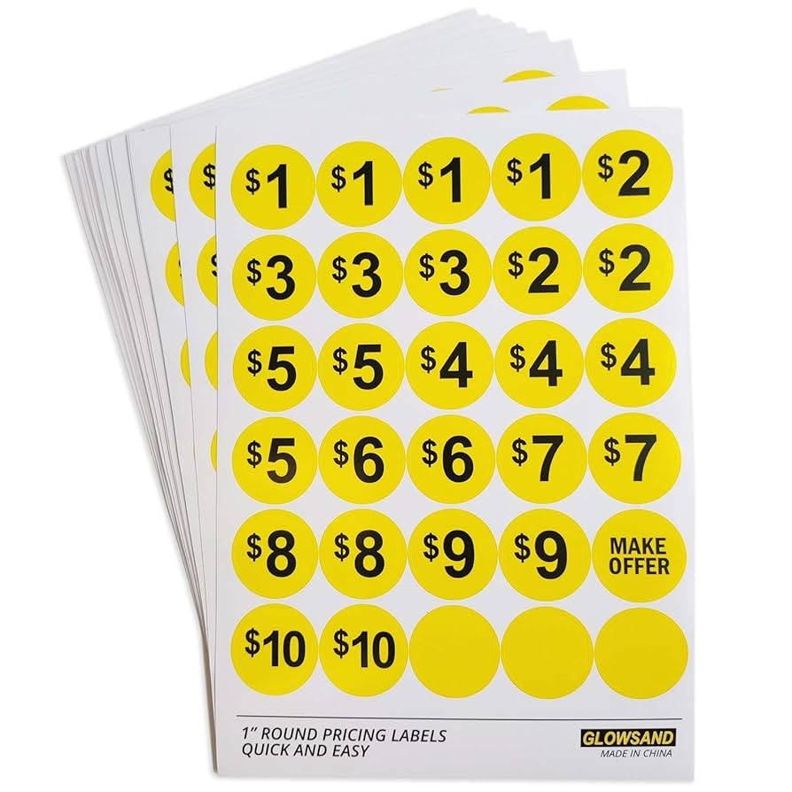 Amazon Garage Sale Stickers Yard Sale Labels Pre Printed Price Stickers Bright Yellow 1 Inch Office Products