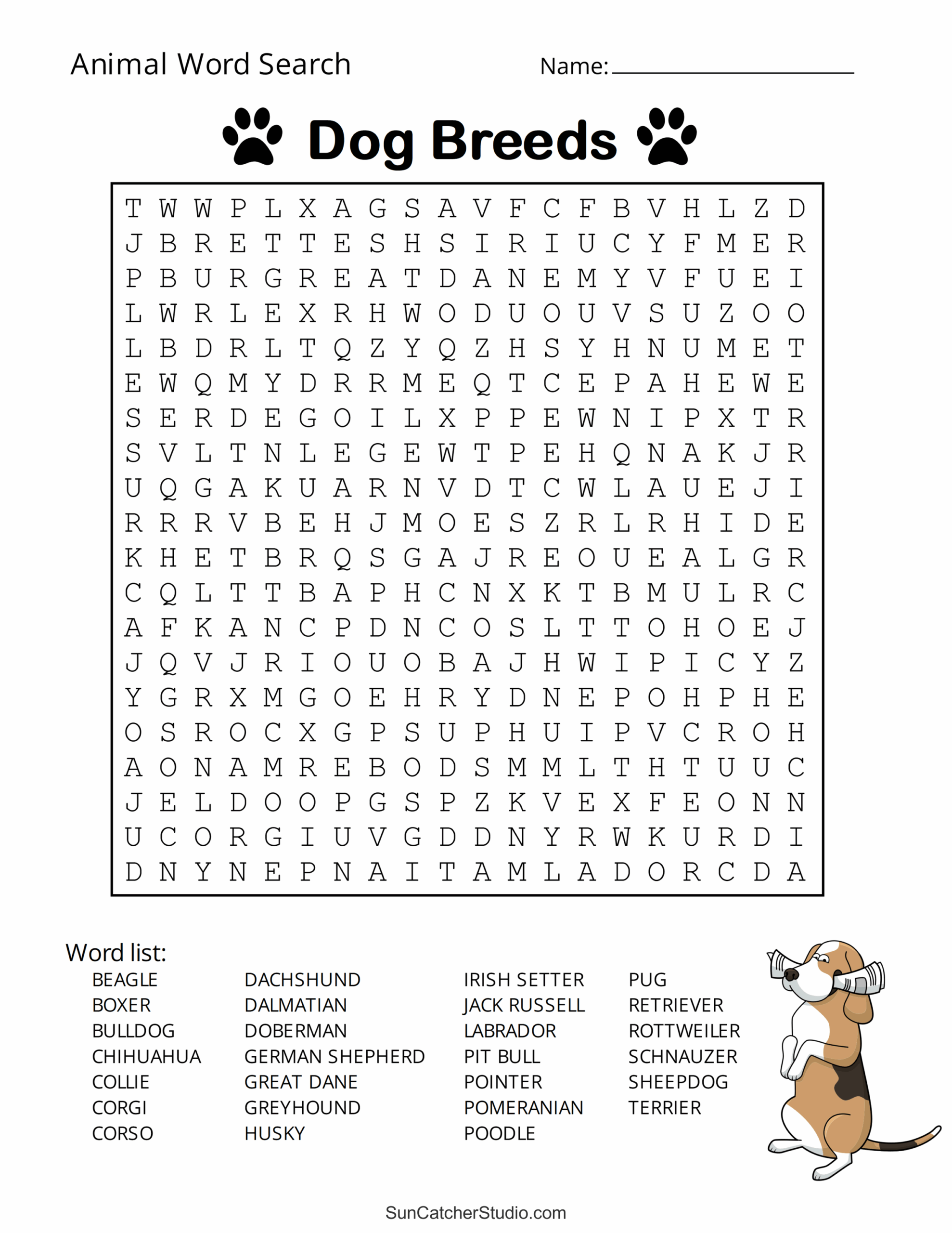 Free Printable Word Searches