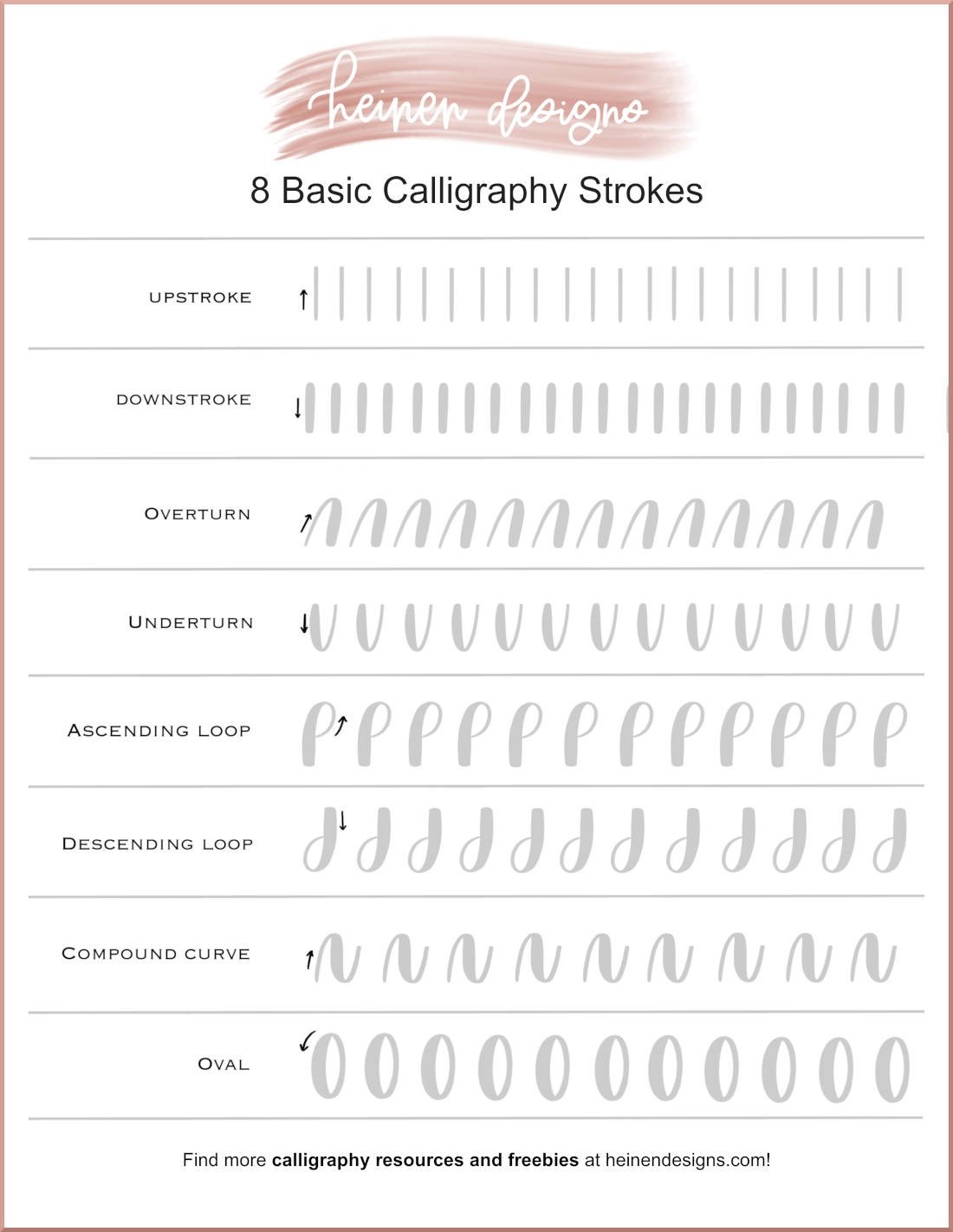 Calligraphy Practice Sheets Printable Free