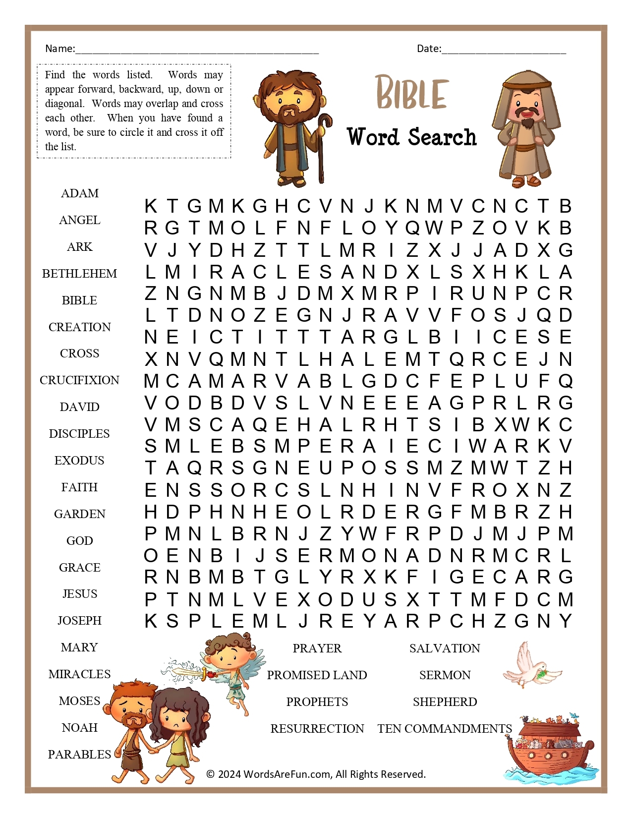 Free Printable Bible Word Search Puzzles