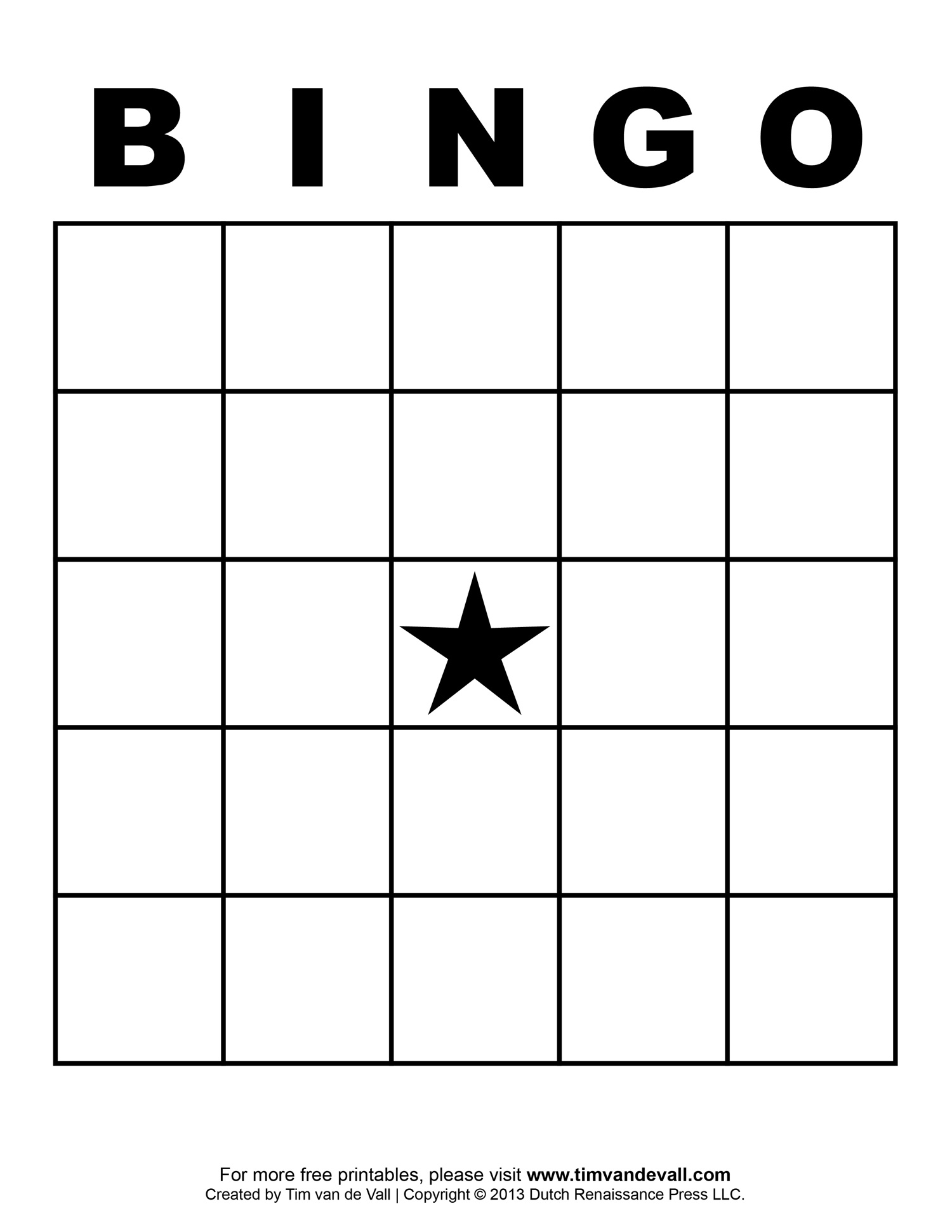 Free Printable Bingo Cards