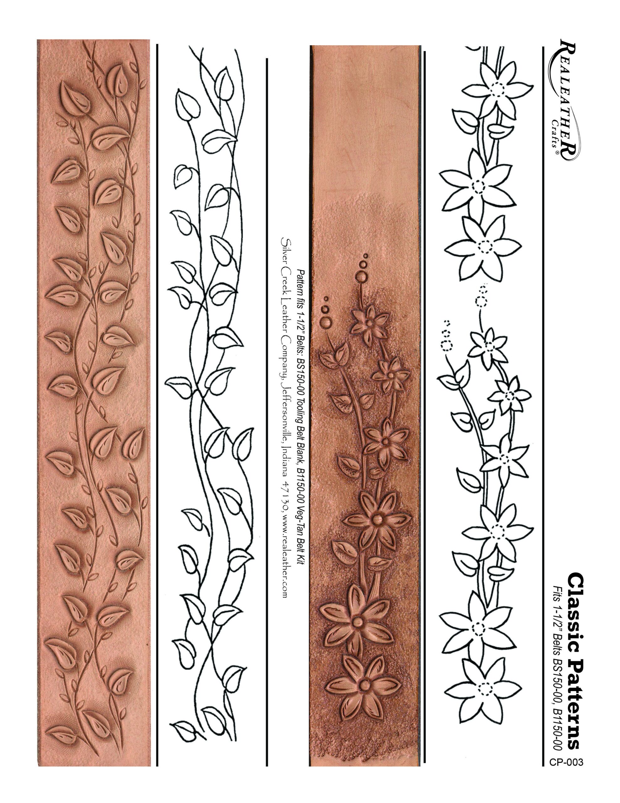 Classic Patterns CP 003 Pattern Fits 1 1 2 Belts BS150 00 Tooling Belt Blank And B Leather Working Patterns Leather Craft Patterns Leather Tooling Patterns