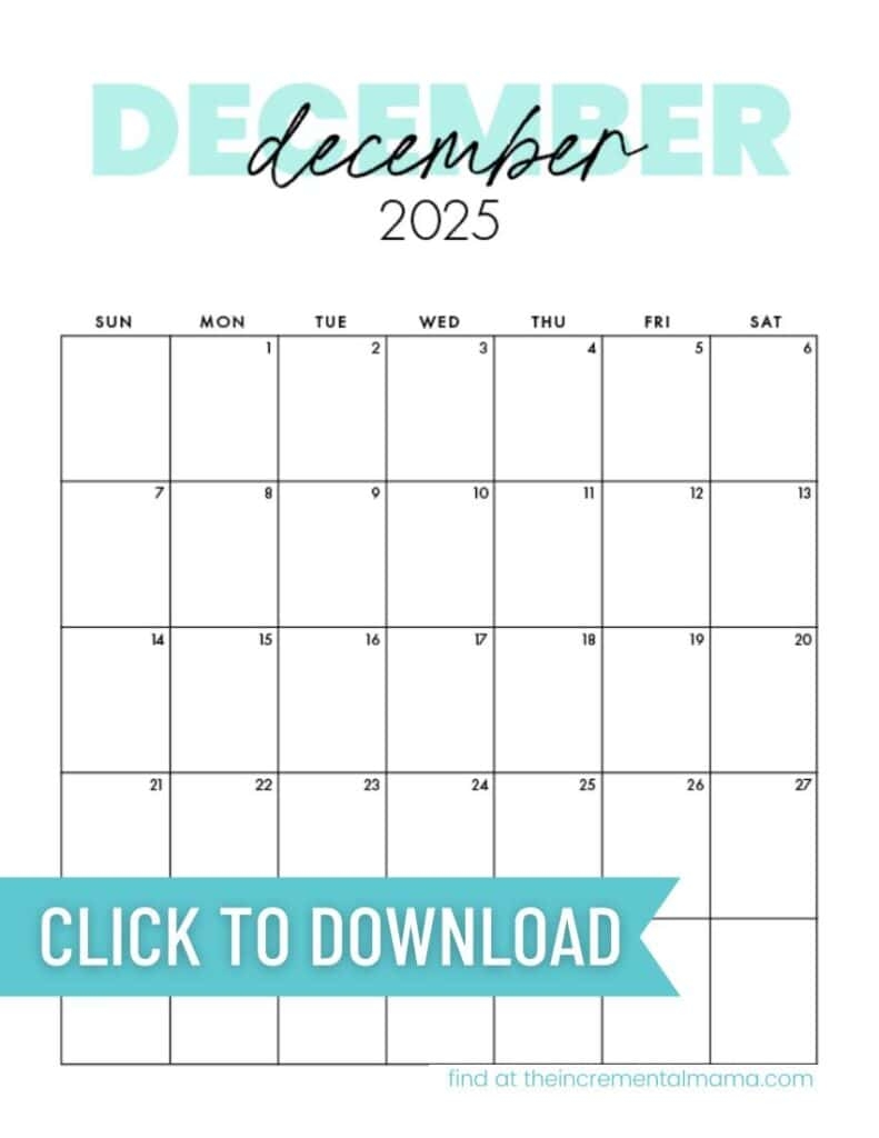 5x8 Printable Calendar 2025