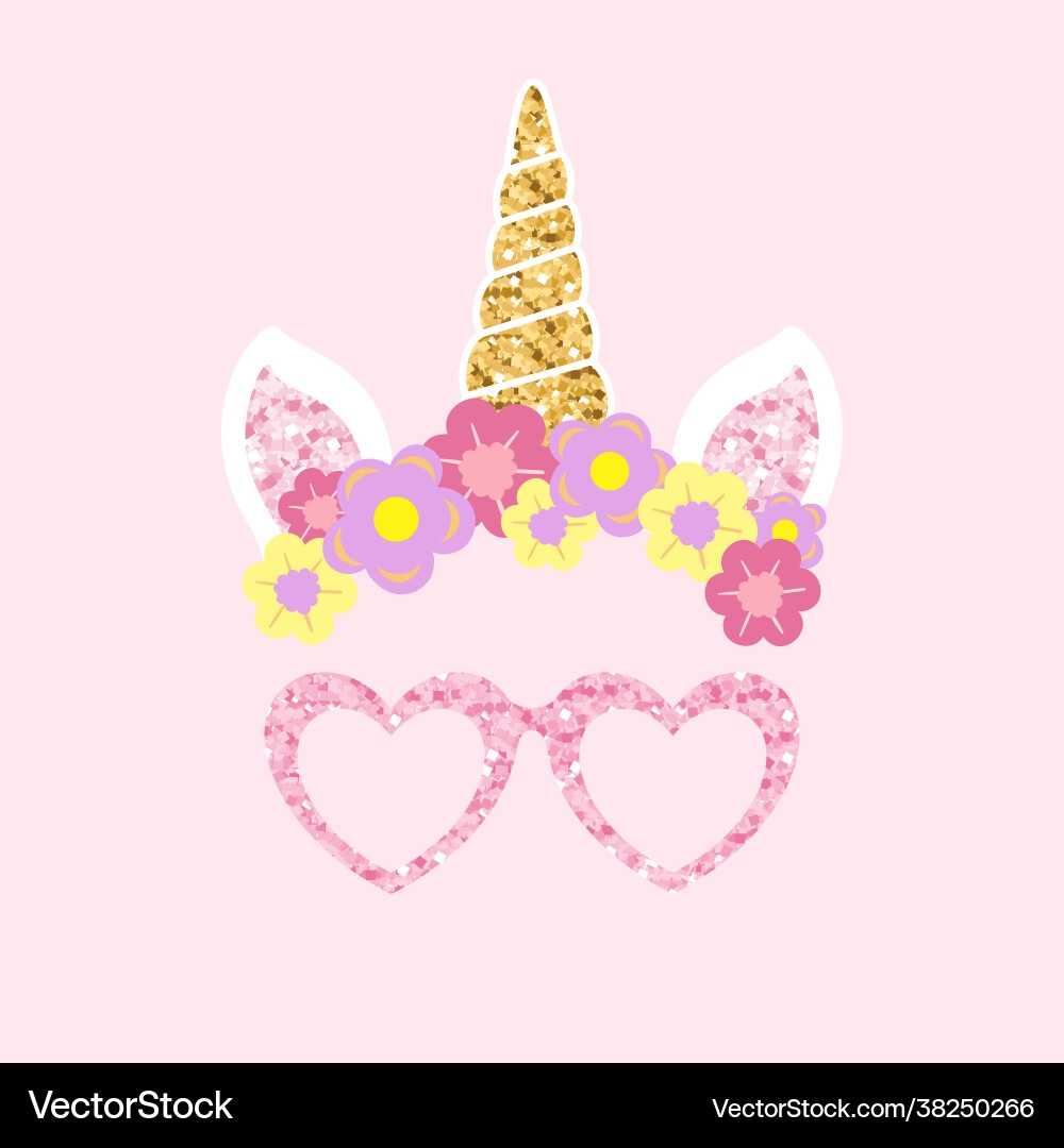 Cute Unicorn Photo Booth Party Props Royalty Free Vector