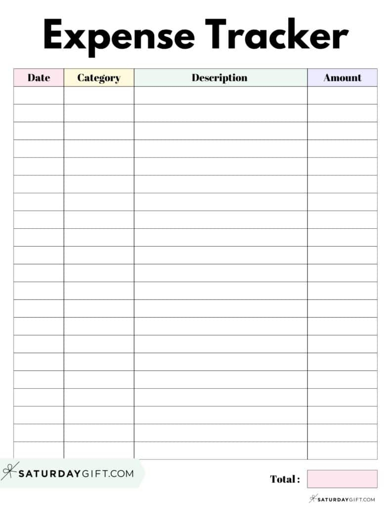 Expense Tracker Printable 26 Cute Free Spending Logs