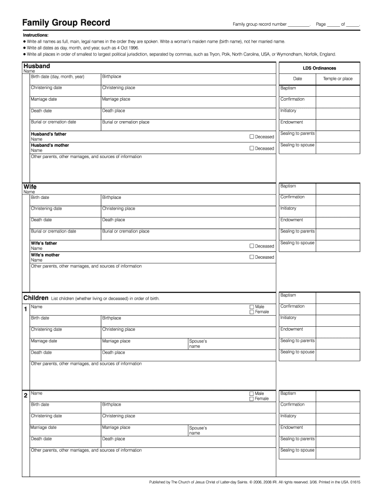 Family Group Sheet Pdf Fill Out Sign Online DocHub