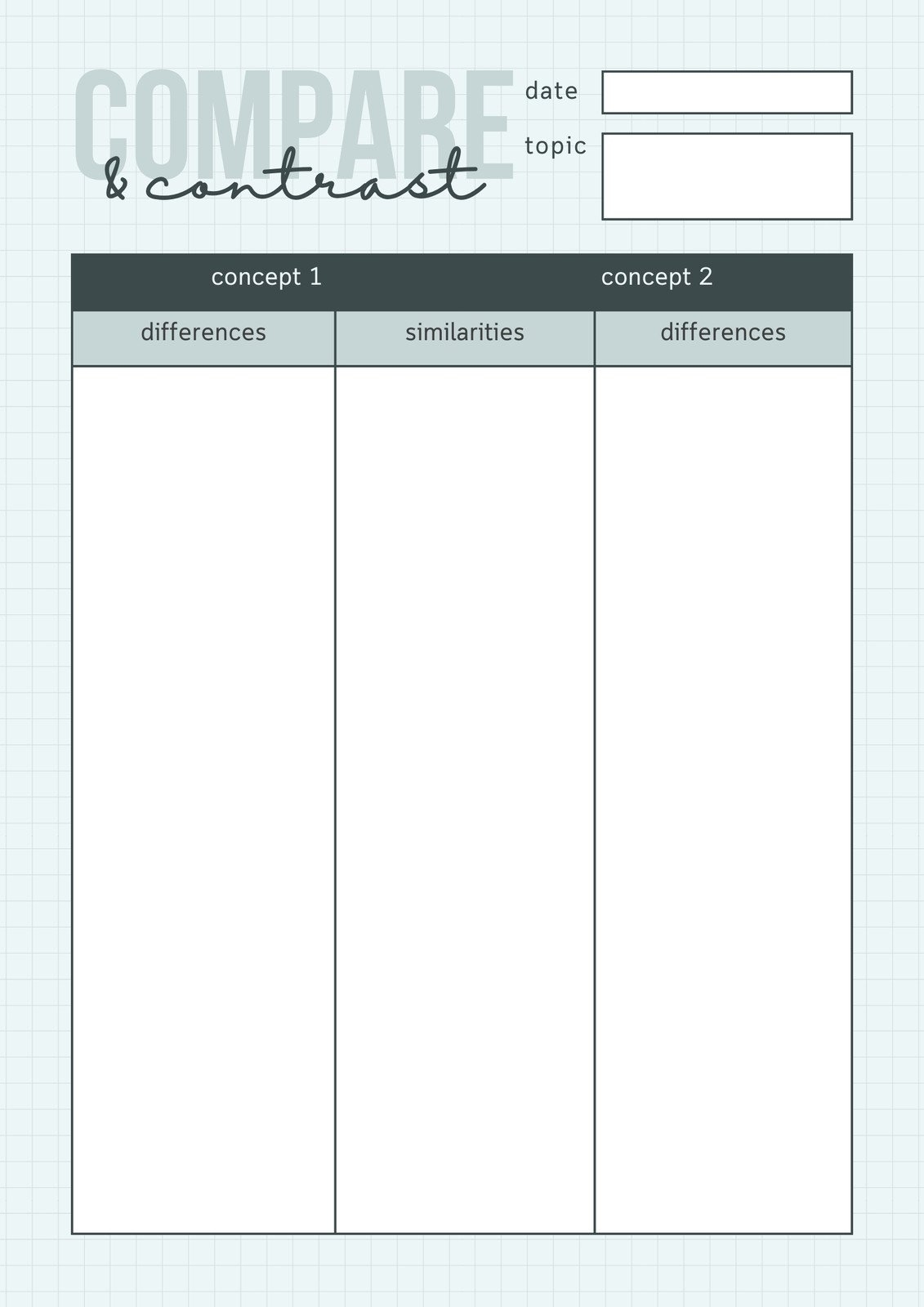 Compare And Contrast Graphic Organizer Pdf
