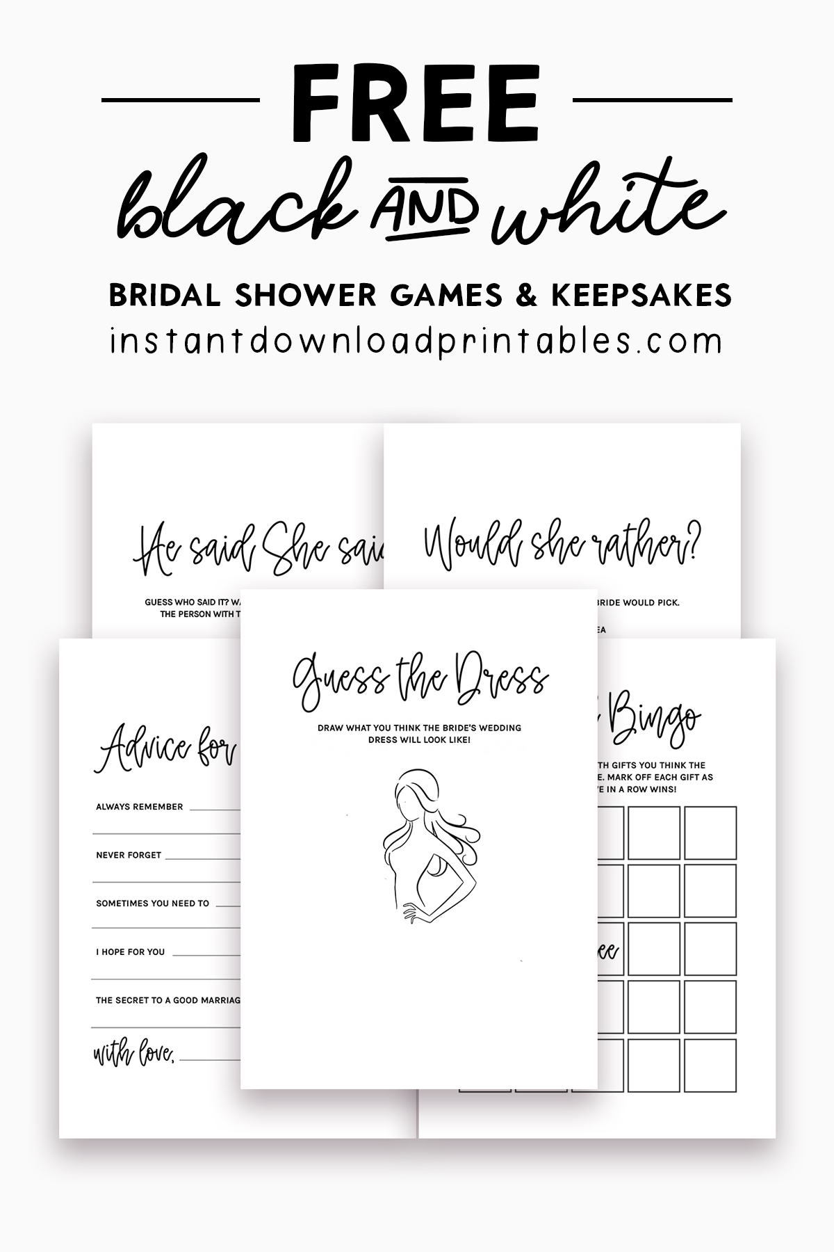 Free Printable Wedding Shower Games