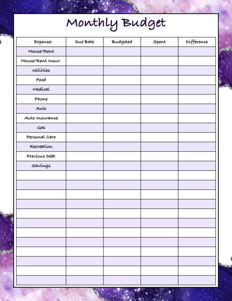 Free Printable Monthly Expense Sheet