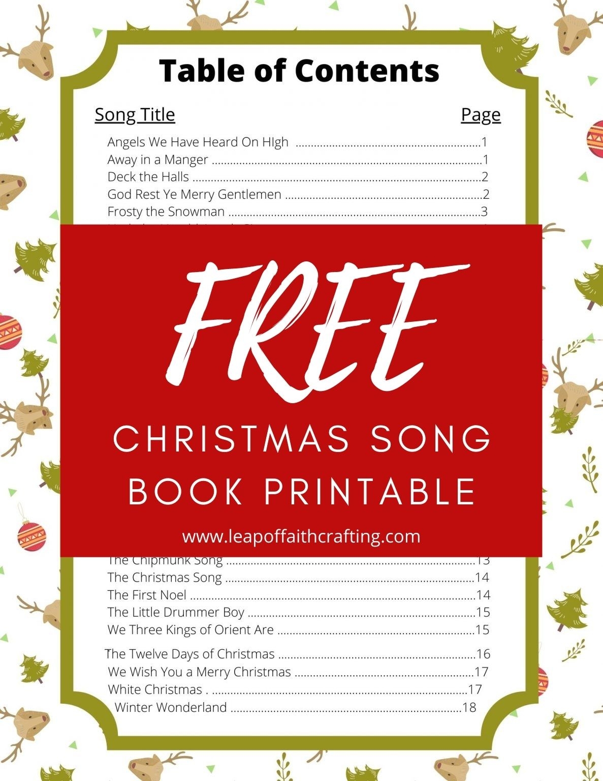 Free Printable Christmas Songs