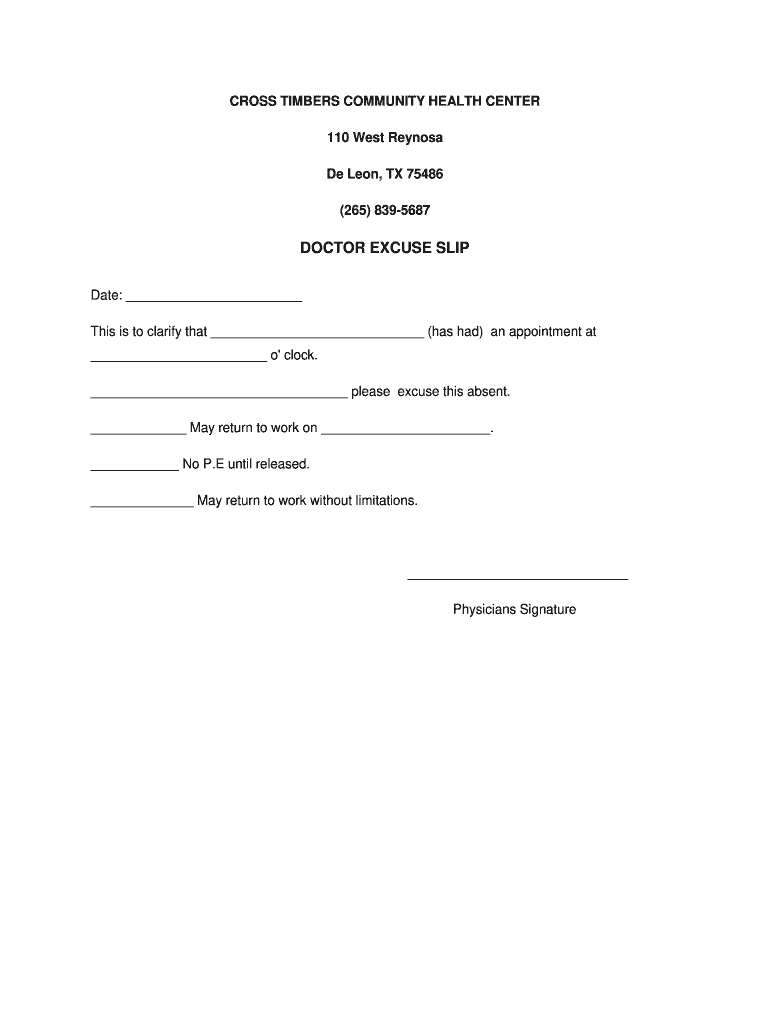 Free Doctor Excuse For Work Fill Out Sign Online DocHub