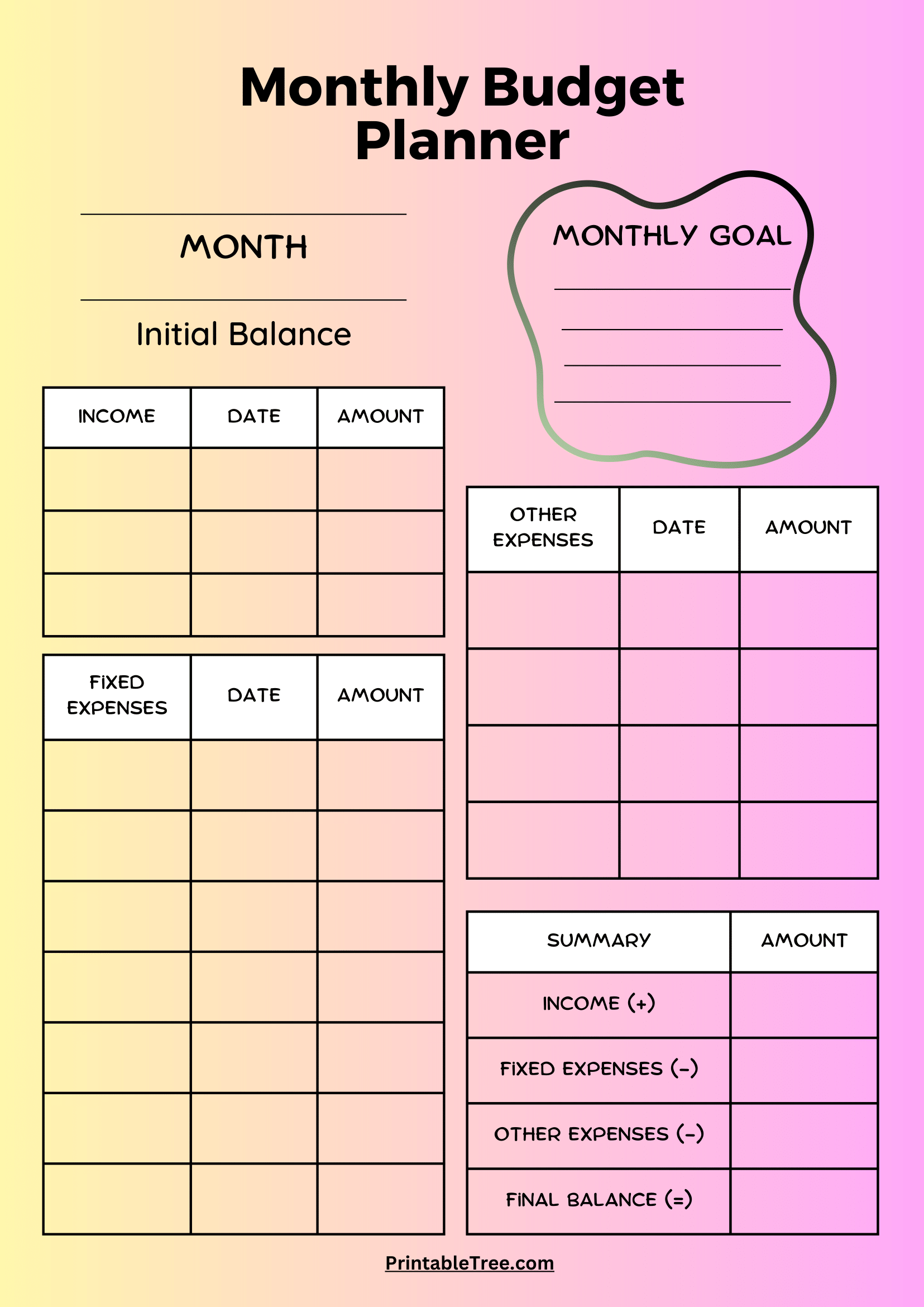 Free Printable Budget Templates