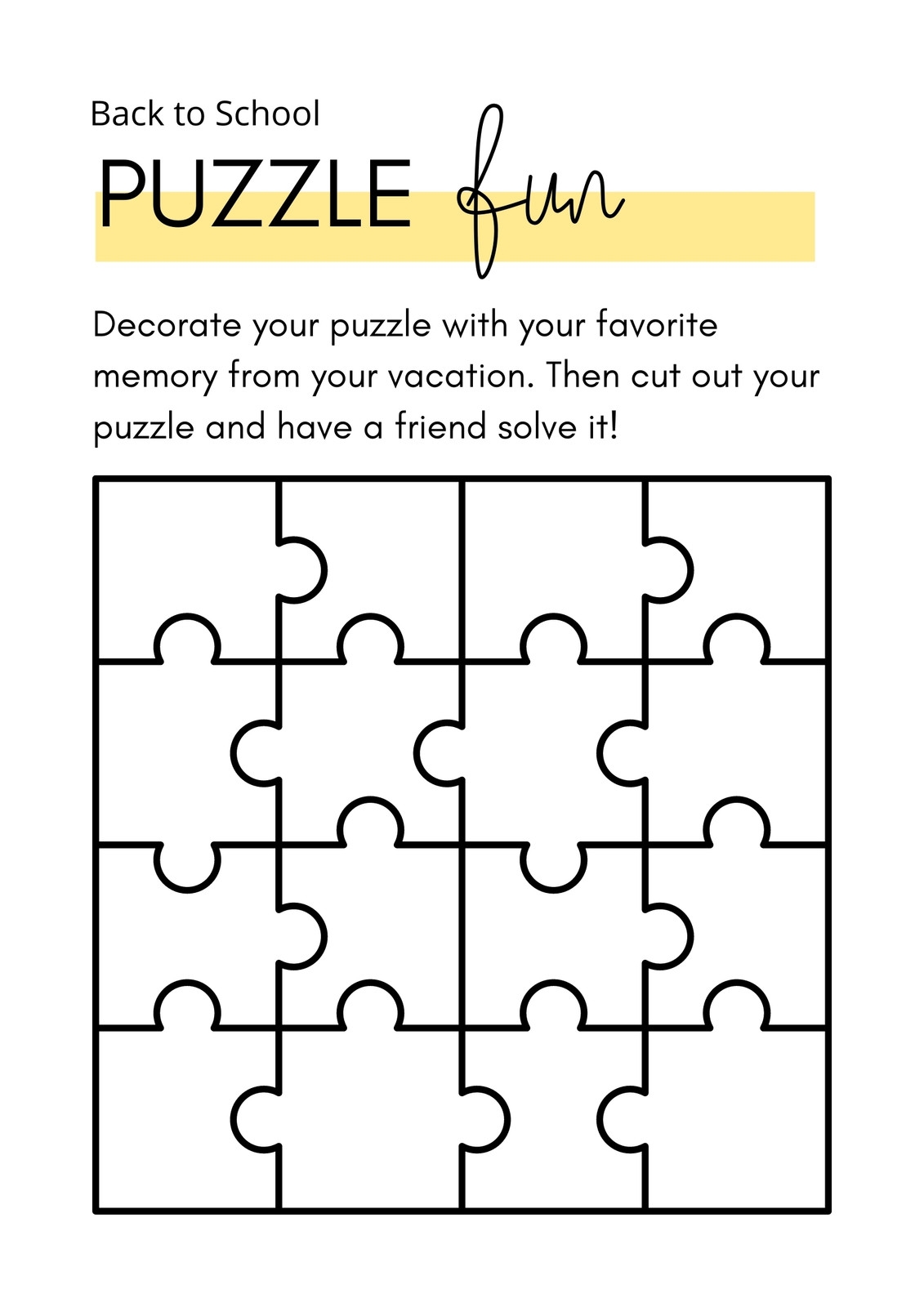 Create Your Own Puzzle Printable
