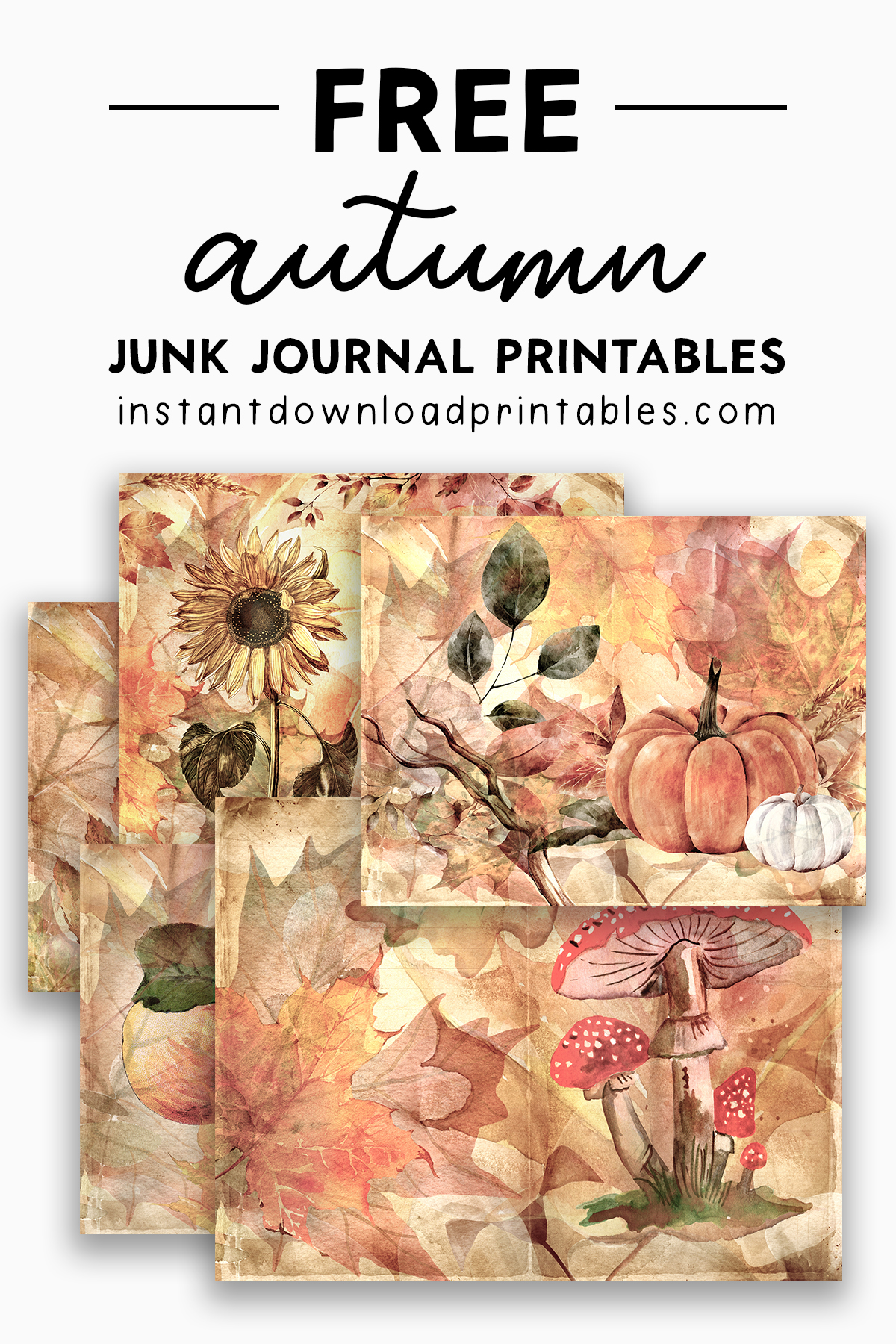 Free Fall Autumn Junk Art Journal Scrapbook Digital Instant Download Printables Instant Download Printables
