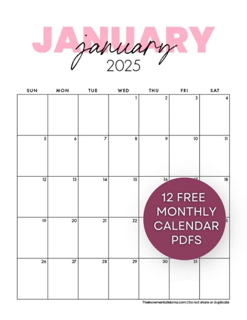 Printable Desk Calendar Template 2025