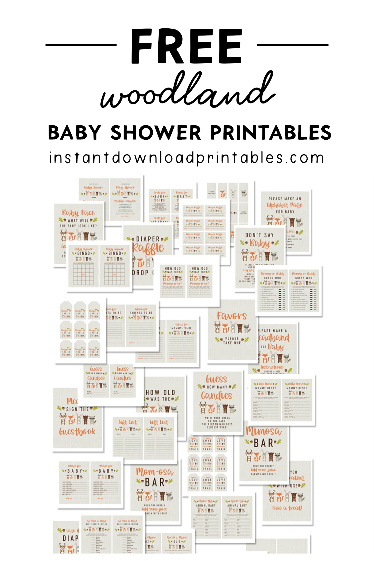 Woodland Animals Baby Shower Free Printables