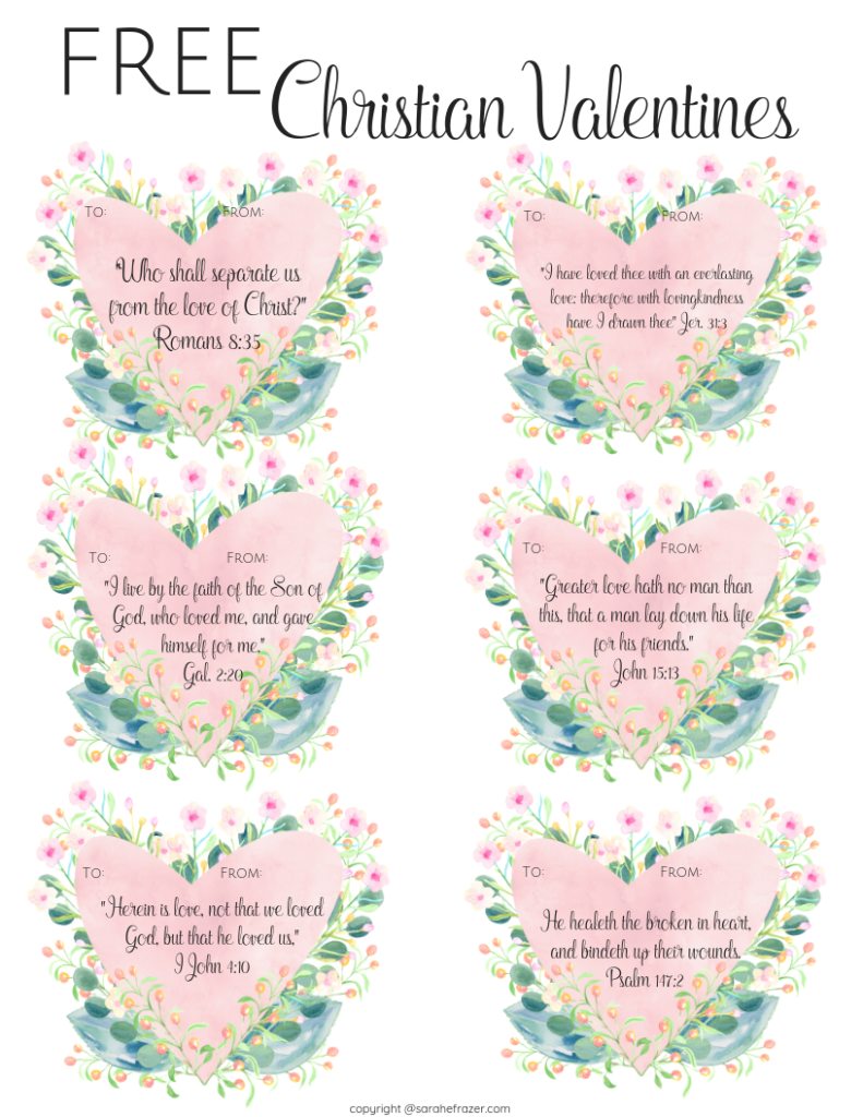 Free Printable Christian Valentines Sarah E Frazer