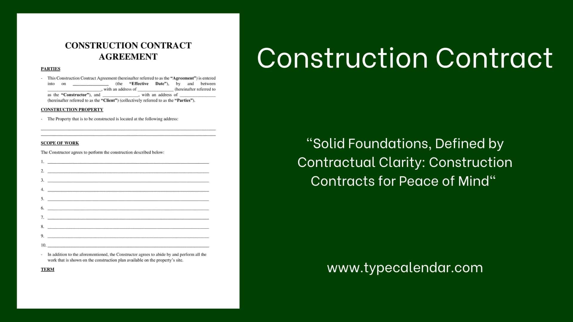 Free Printable Construction Contract Templates PDF Word Sample
