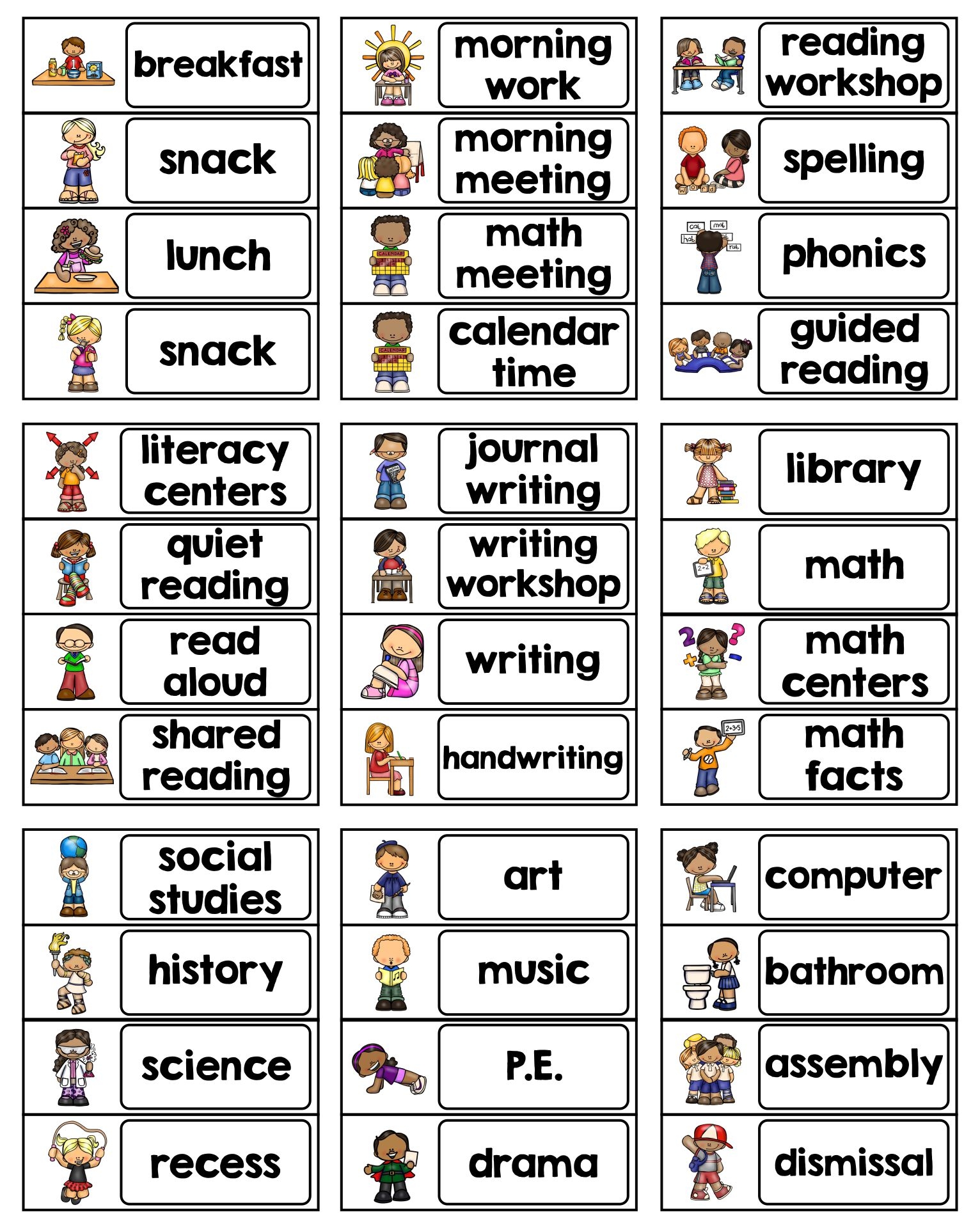Free Printable Daily Visual Schedule