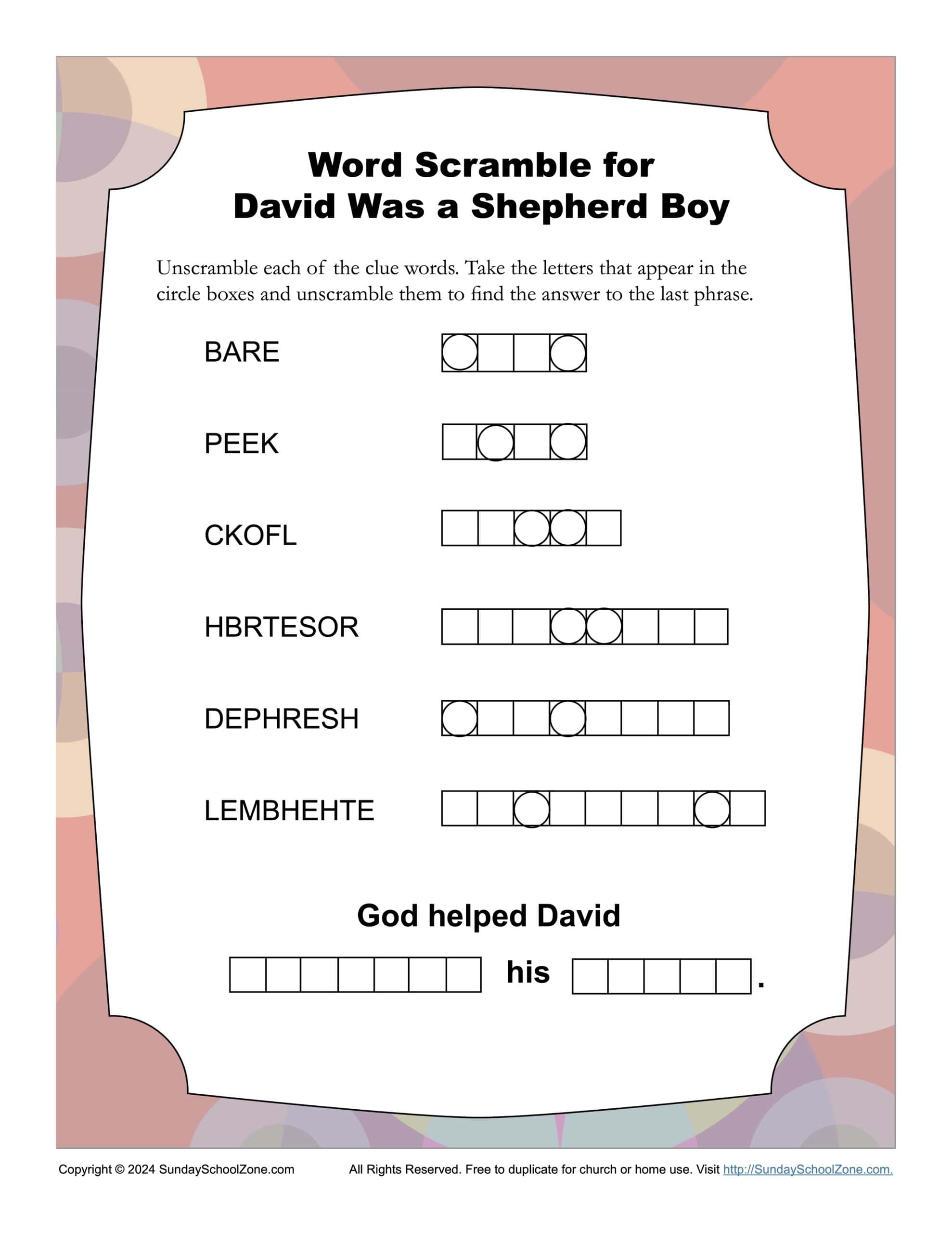Sunday School Activities Free Printables
