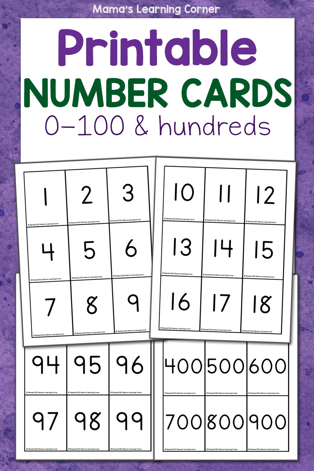 Free Printable Number Cards 1-20