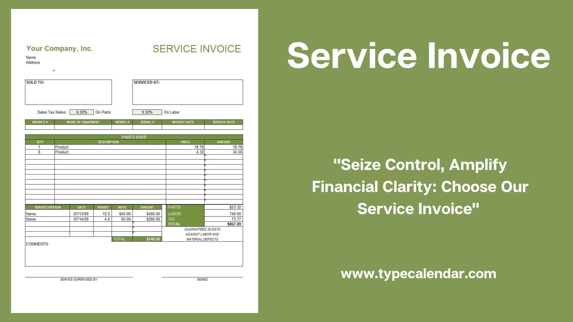Free Printable Service Invoice Template