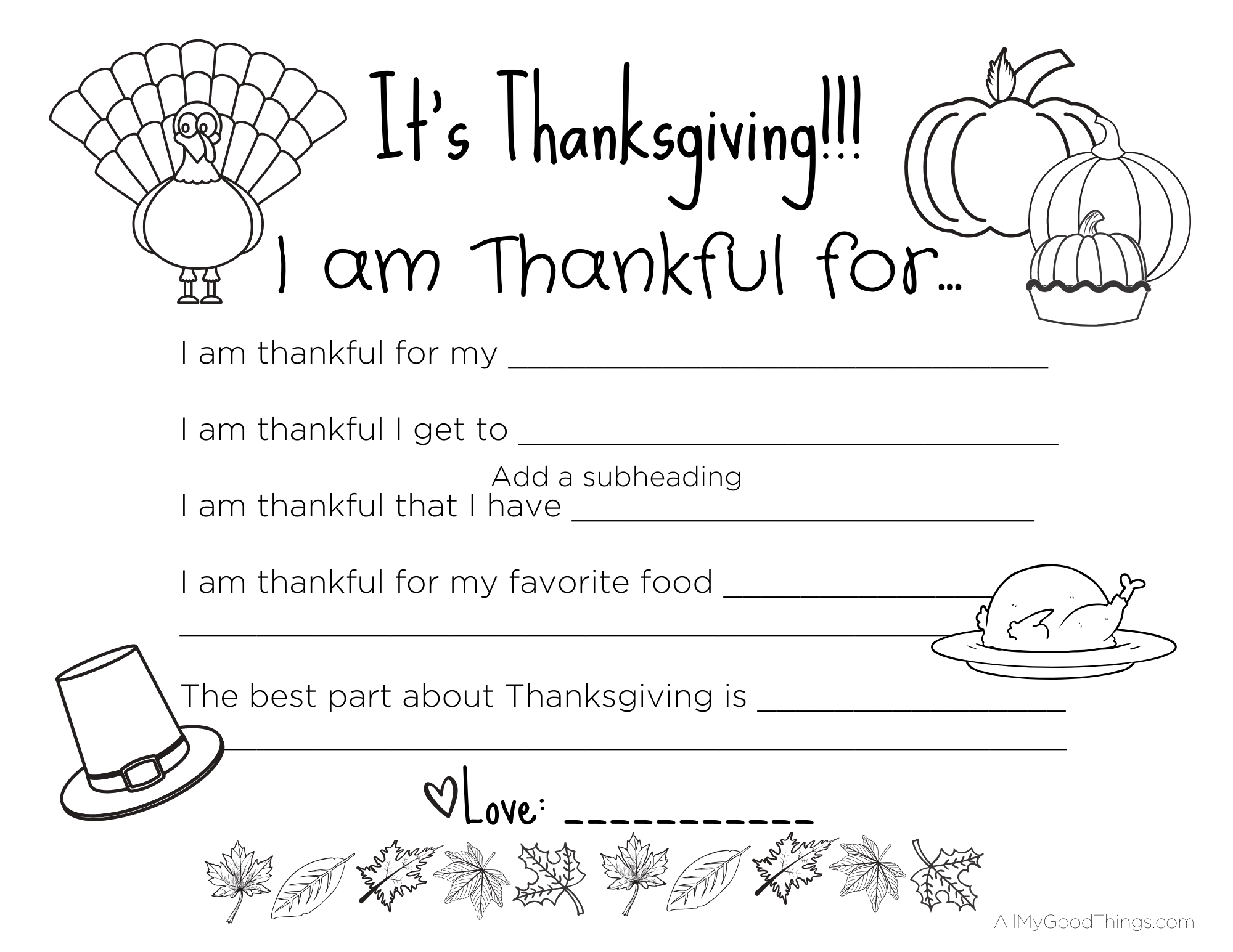 Free Printable Thanksgiving Placemats