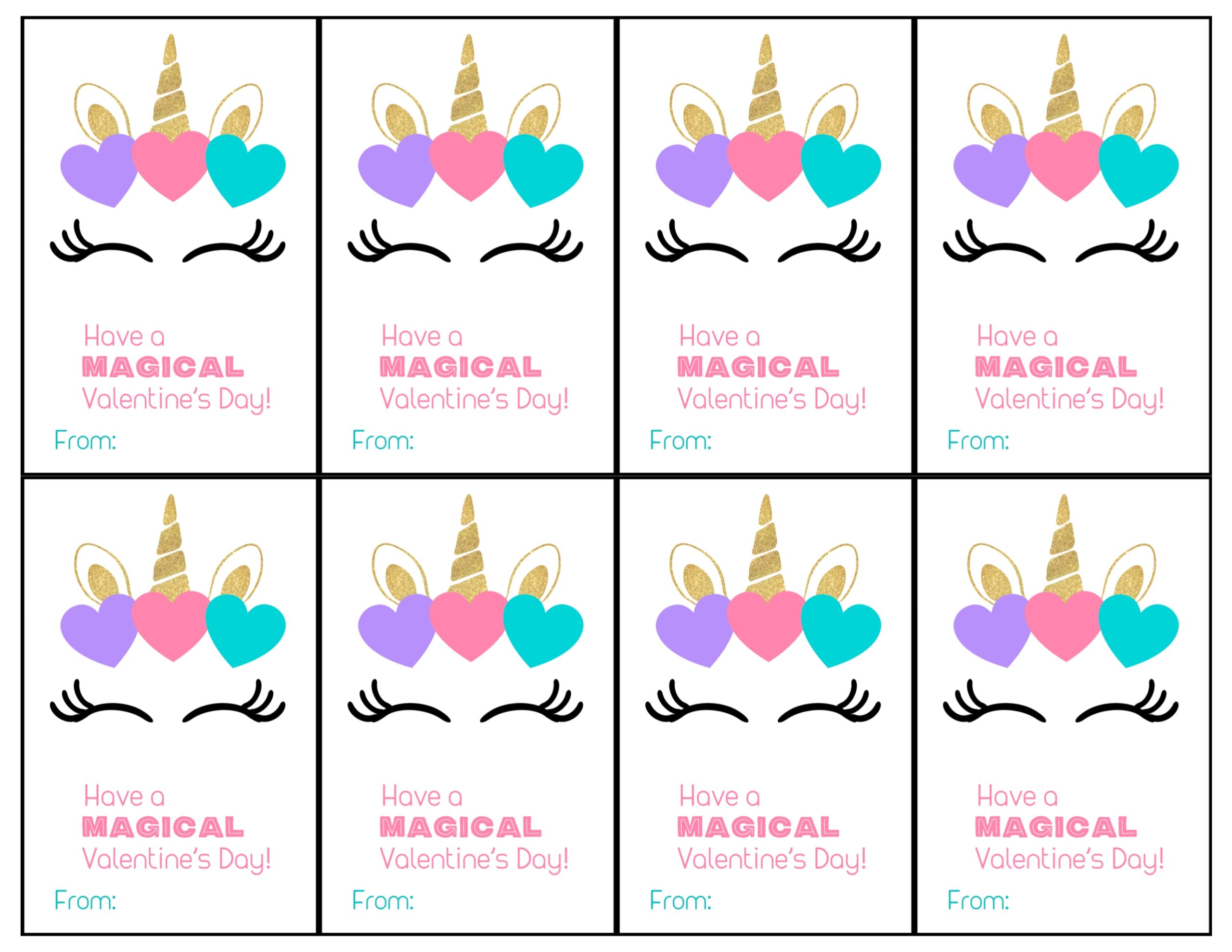 Free Printable Unicorn Valentine Cards Paper Trail Design
