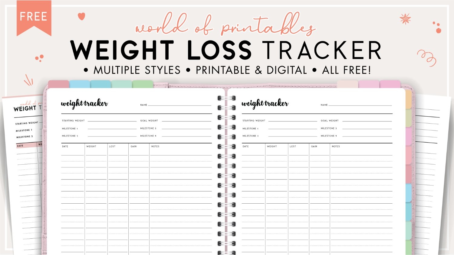 Free Weight Loss Bullet Journal Printables