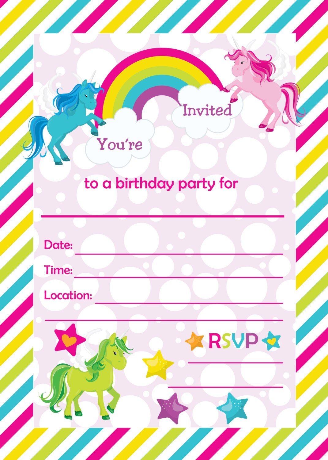 Free Printable Unicorn Party Invitations