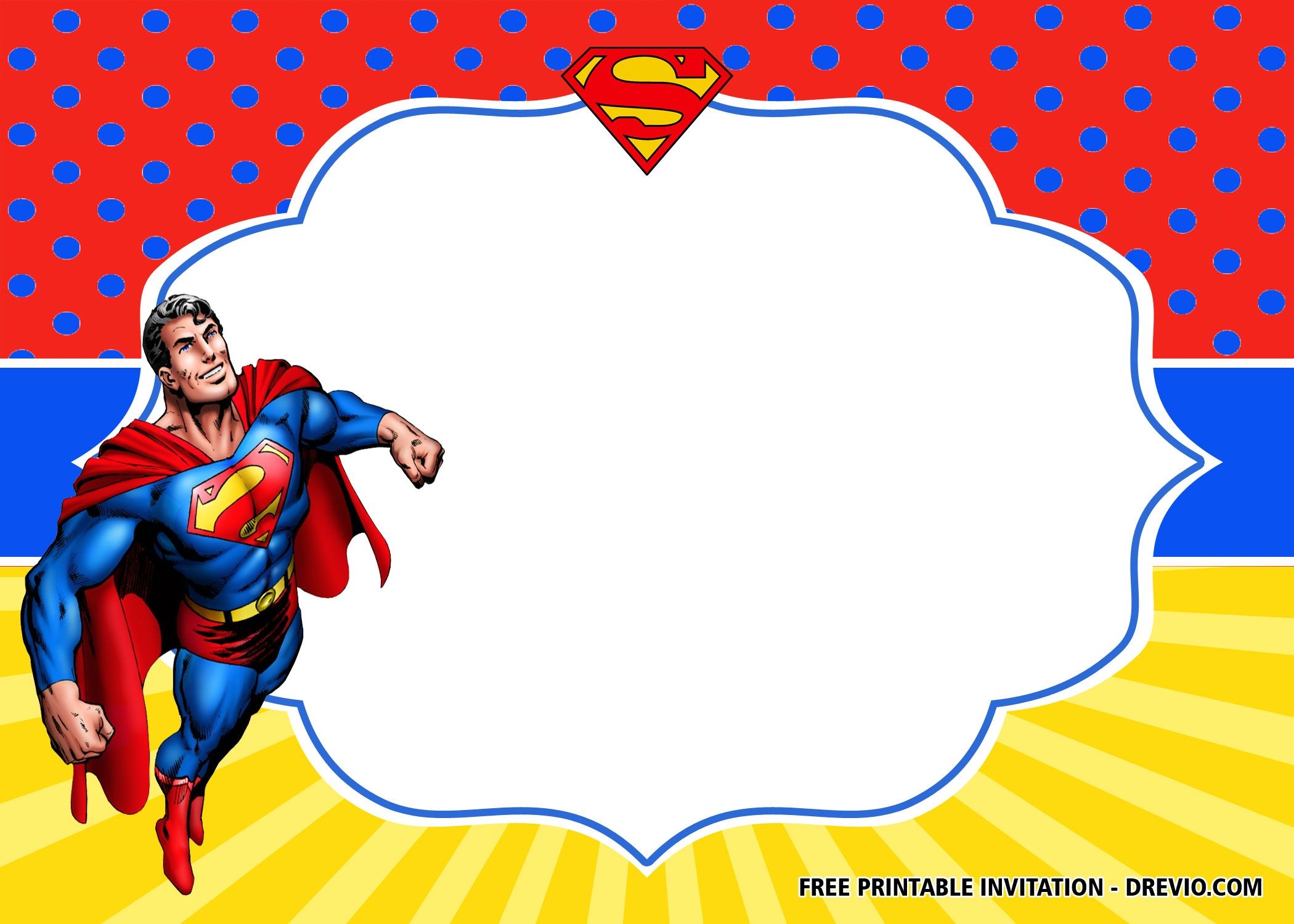 FREE Superhero Superman Birthday Invitation Templates