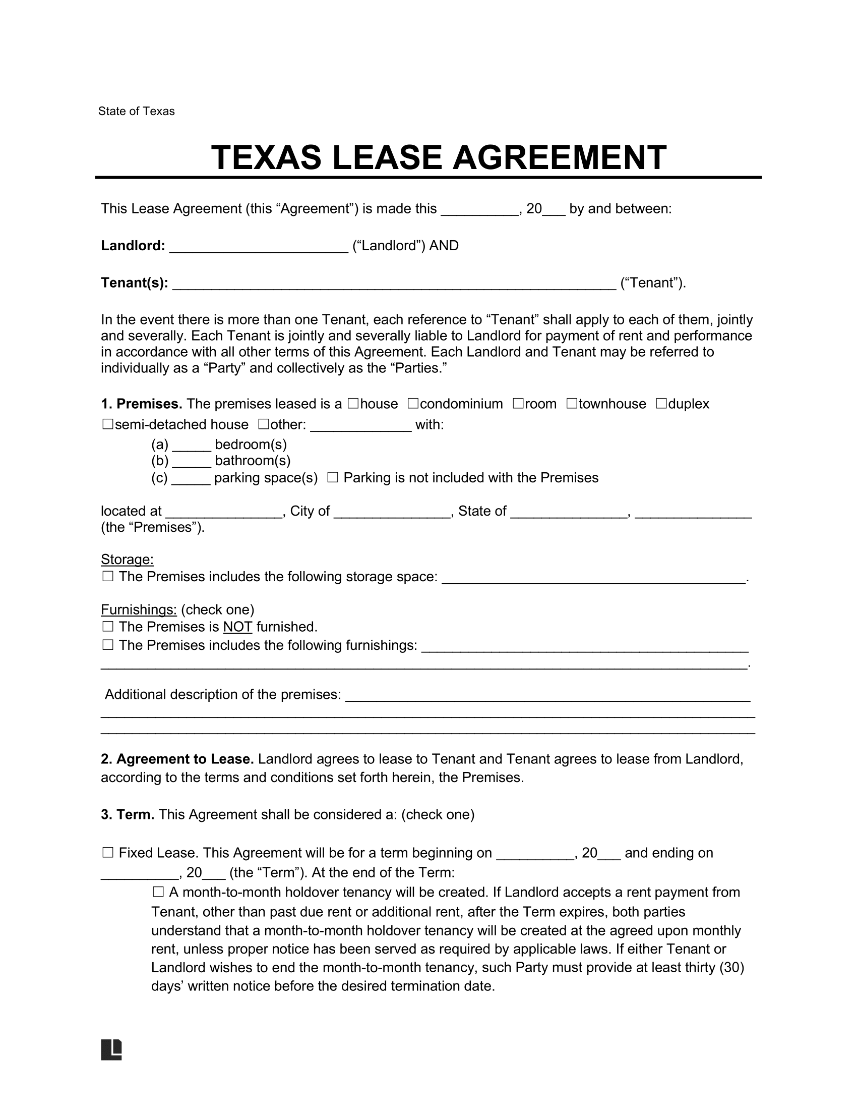 Free Printable Lease Agreement