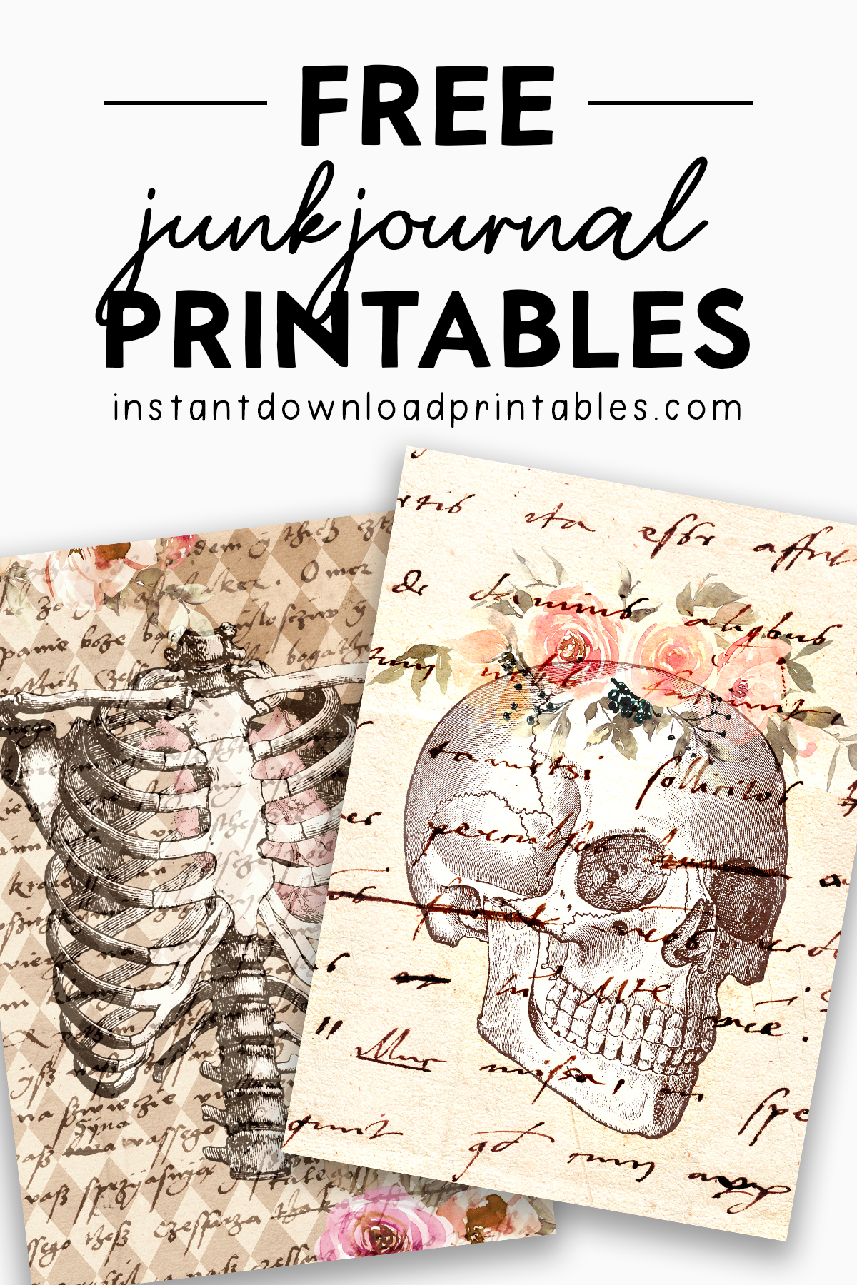 Free Vintage Skeleton Art Journal Scrapbook Digital Instant Download Printables Instant Download Printables