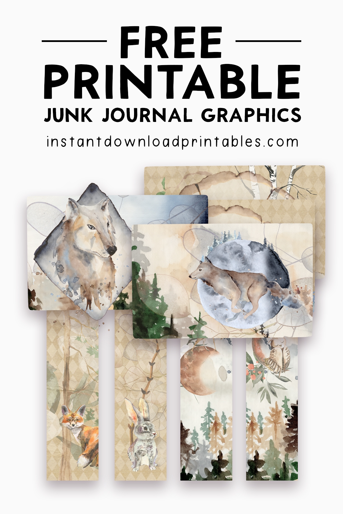 Free Woodland Altered Art Printables Collage Junk Journal Scrapbook Kit Party Instant Download Instant Download Printables