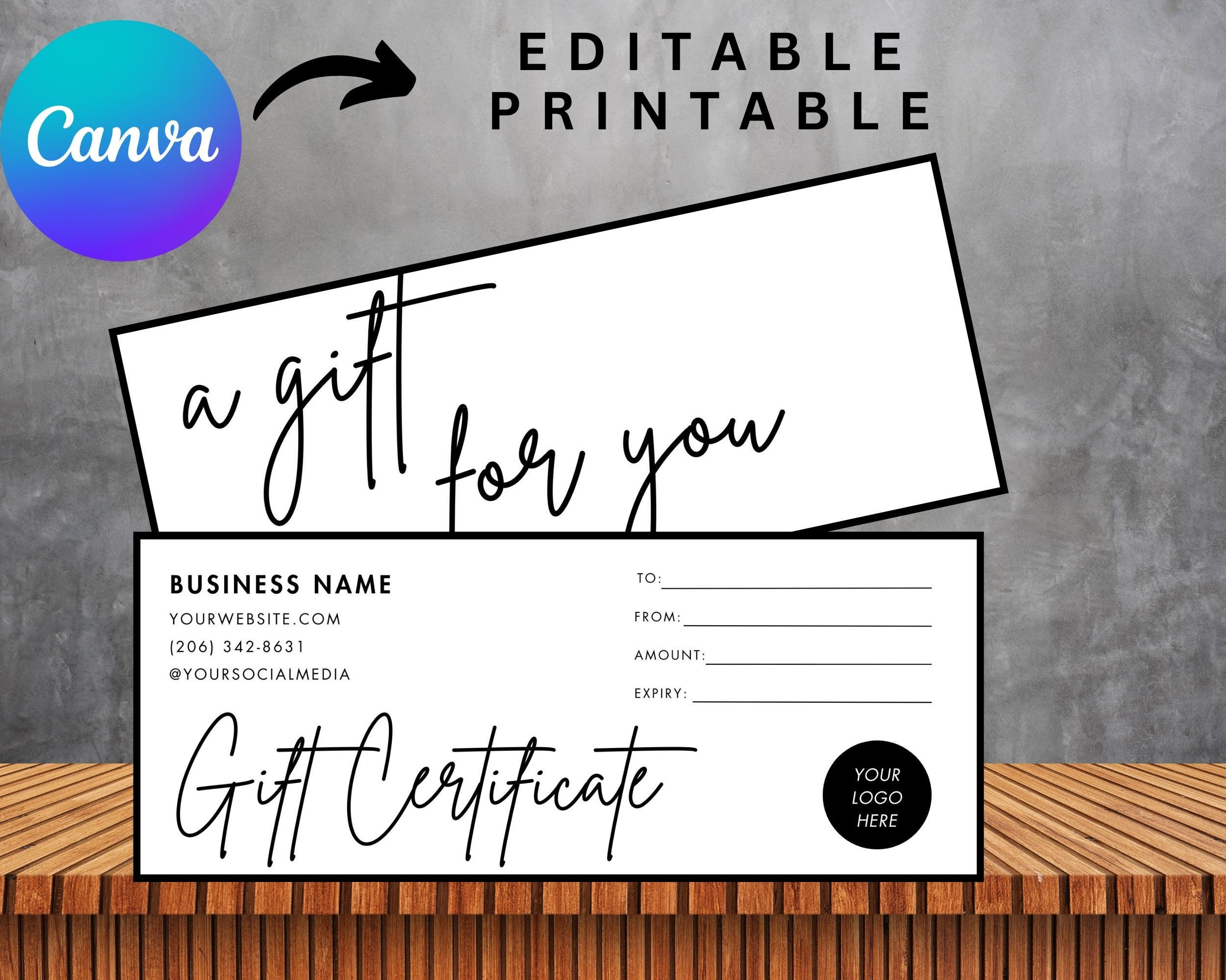 Gift Certificate Template Printable Gift Voucher Editable Gift Certificate Printable Gift Card Coupon Marketing Certificate Spa Voucher Etsy