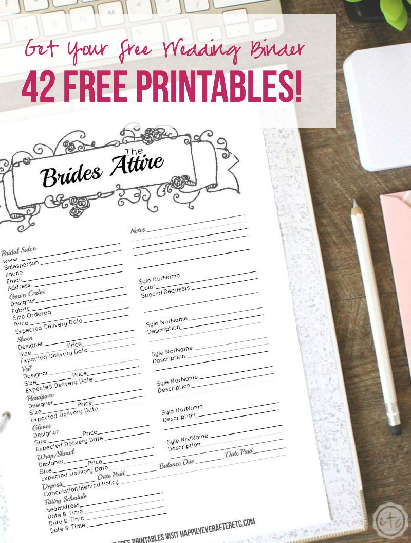 Free Printable Wedding Organizer Binder