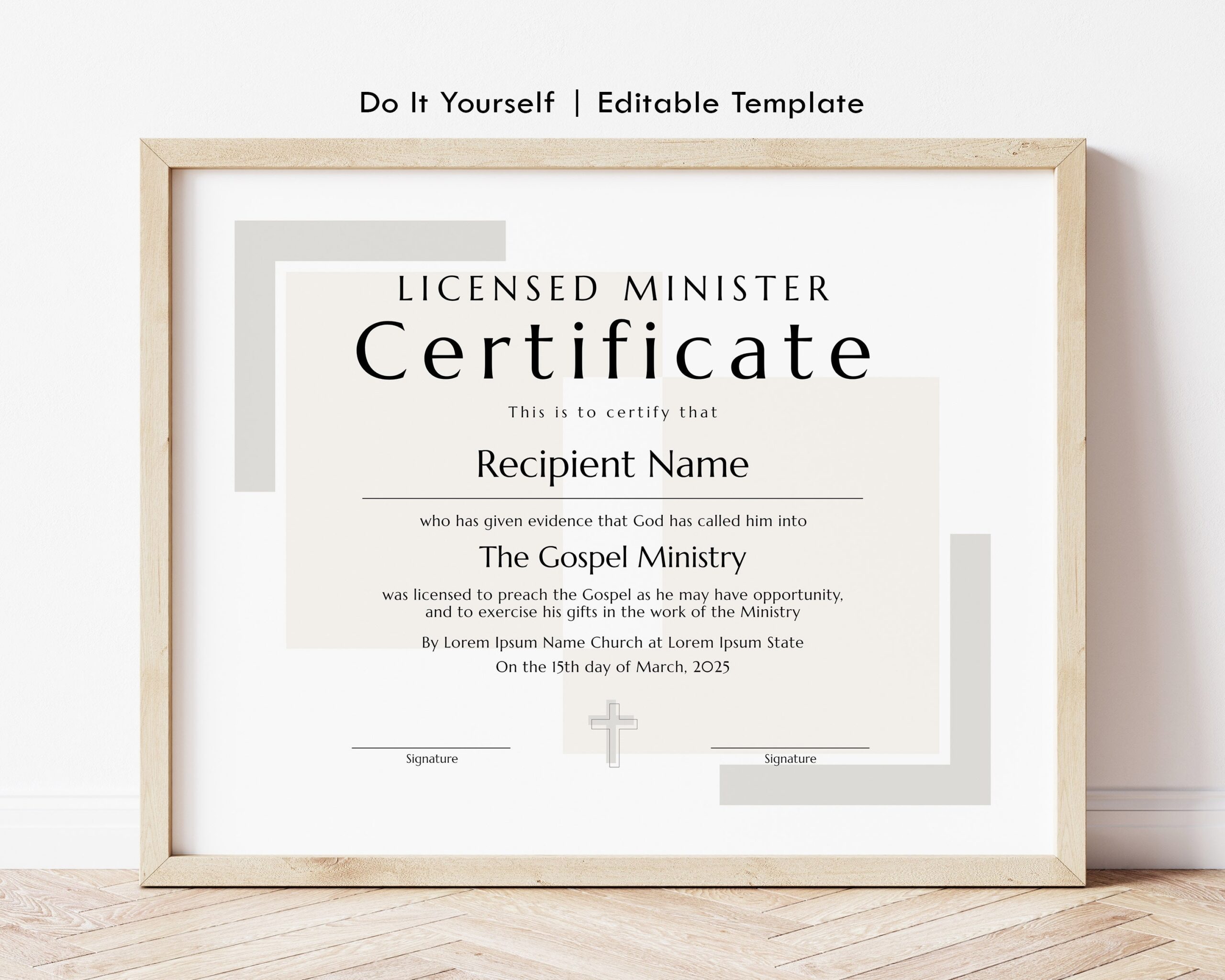 Licensed Minister Certificate Template Editable Printable Certificate Of License License To Preach Ordination Certificate Download Jet318 Etsy