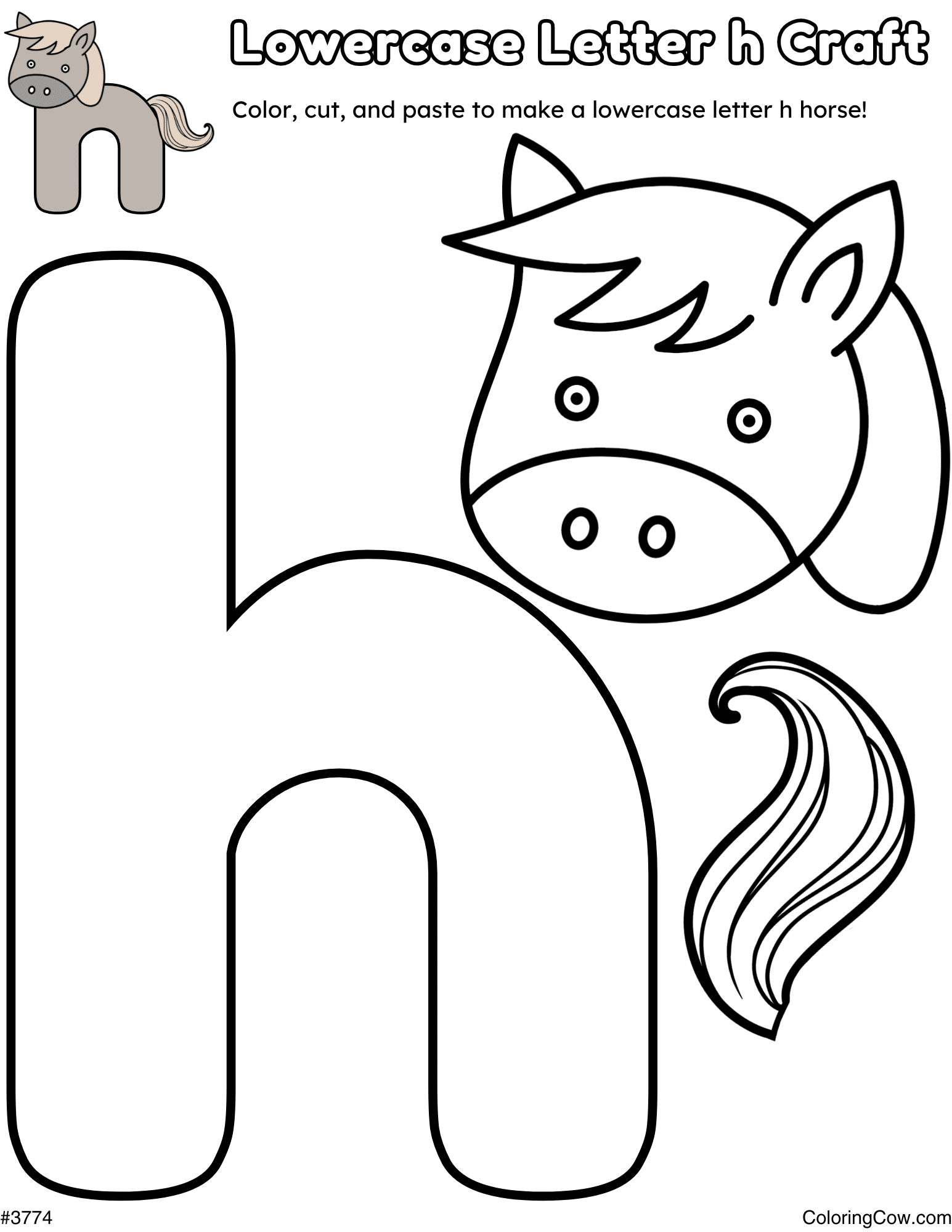 Lowercase Letter H Horse Craft