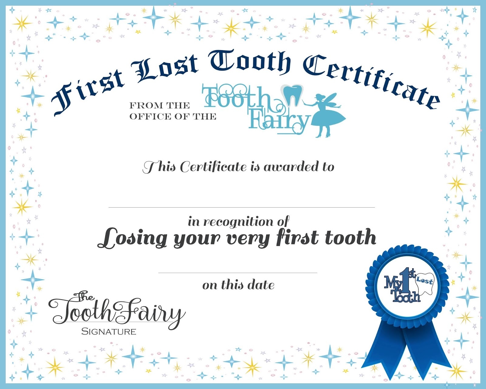 Free Printable Tooth Fairy Certificate
