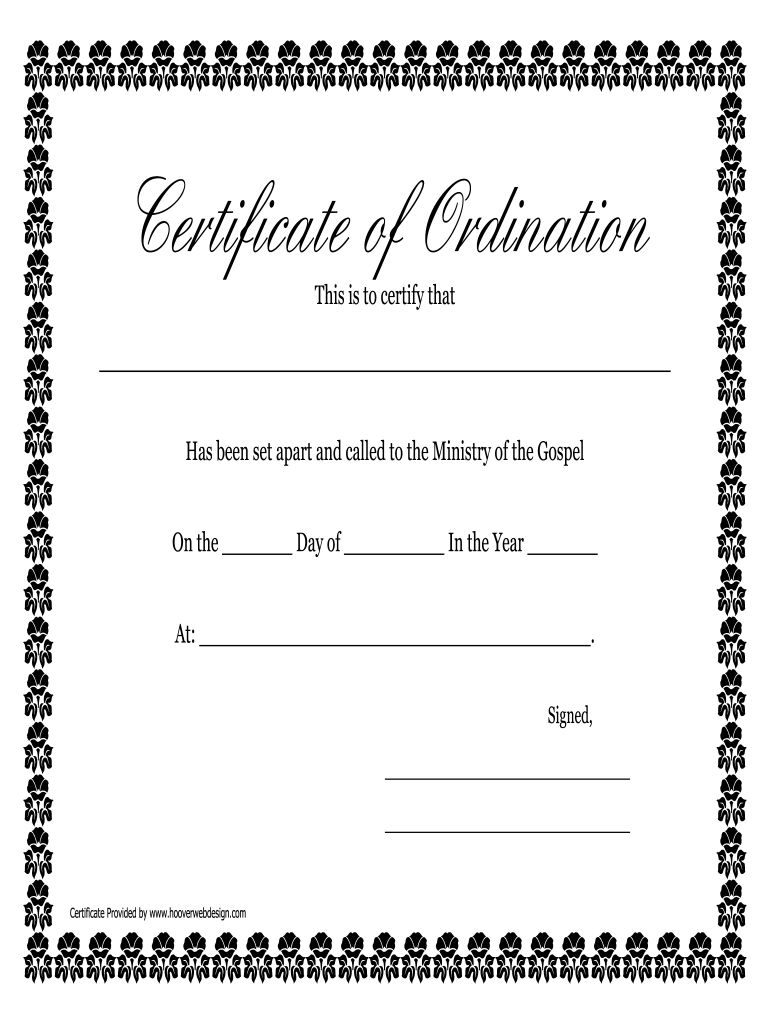 Free Printable Minister License Certificate