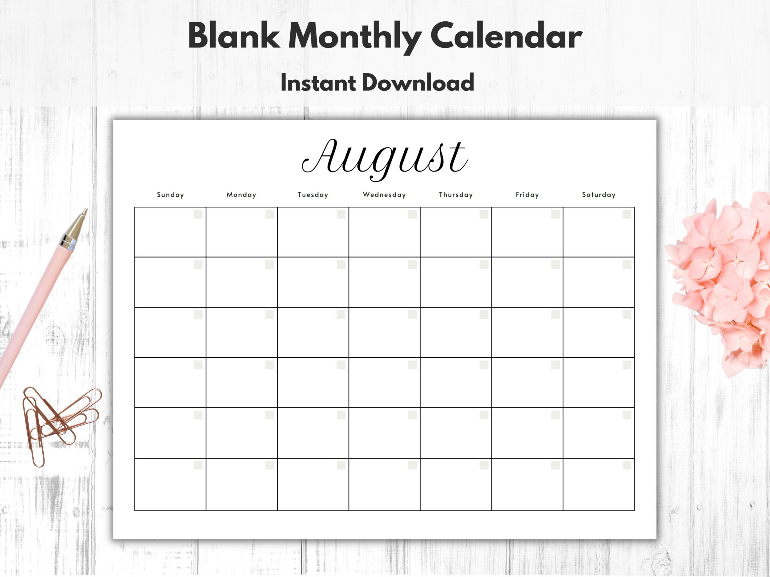 Free Printable Monthly Calendar