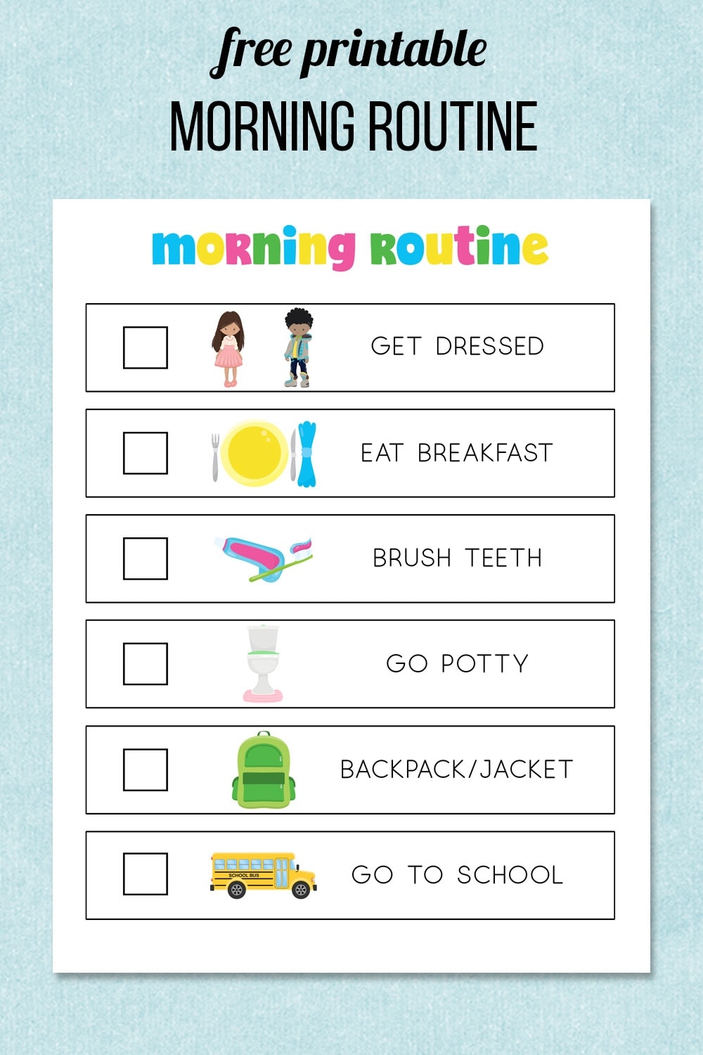 Children's Routine Charts Free Printable