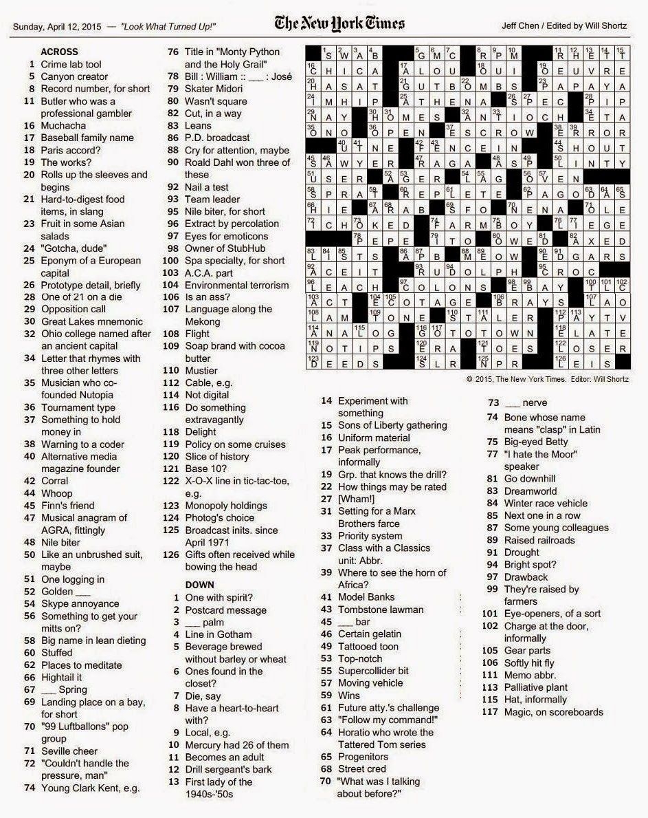 New York Times Crossword Printable Free