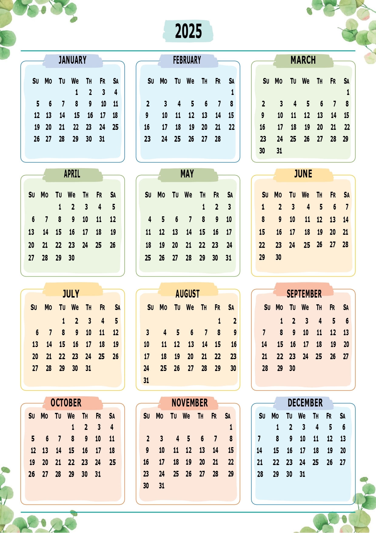 Calendar 2025 Prinmtable Free