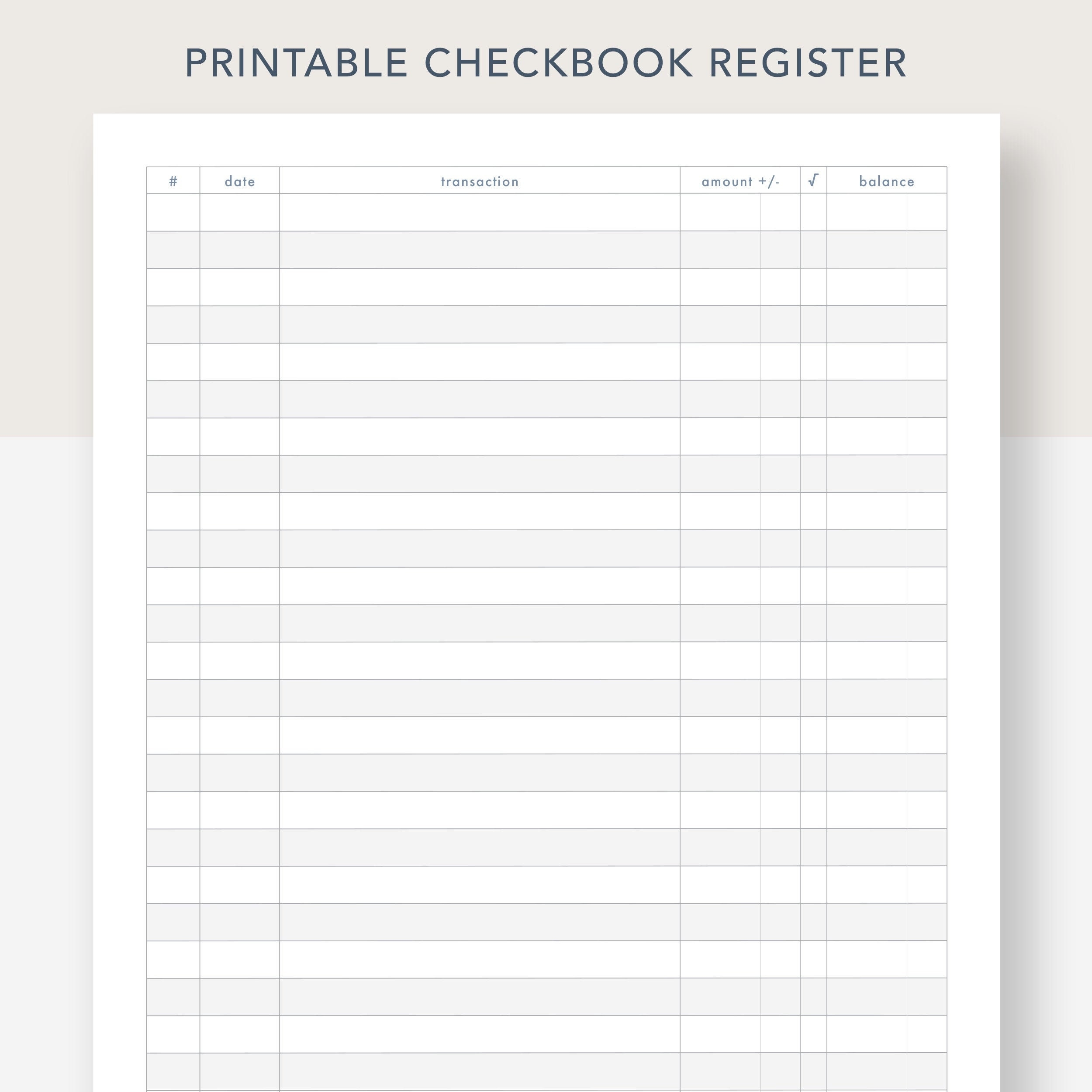 Free Checkbook Register Printable